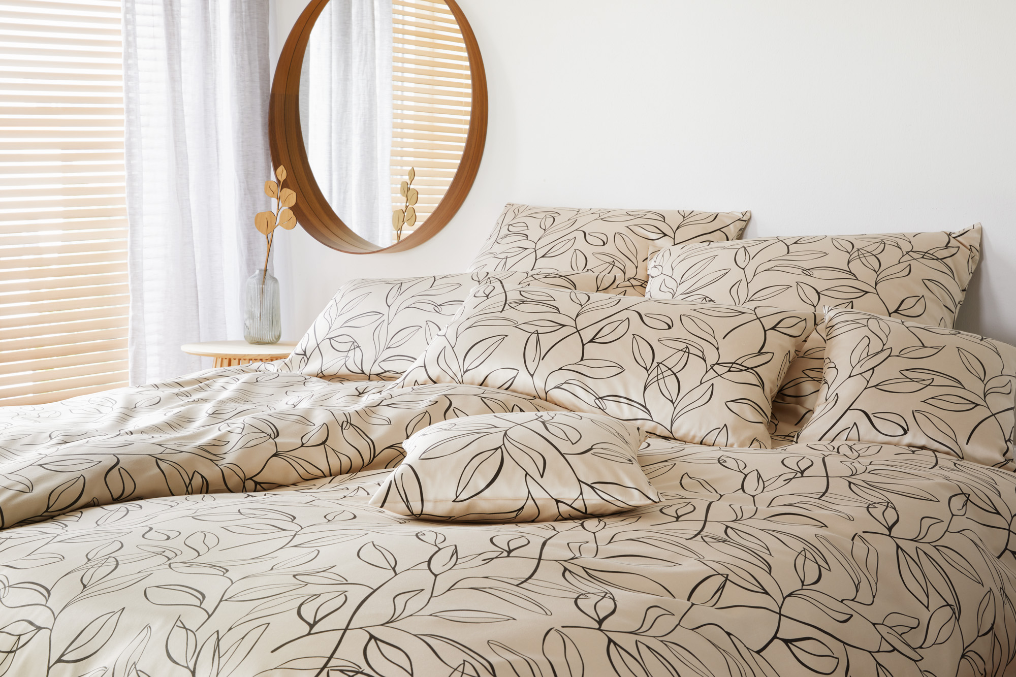 Literie Floral, Beige Elegante / Couleur : Beige