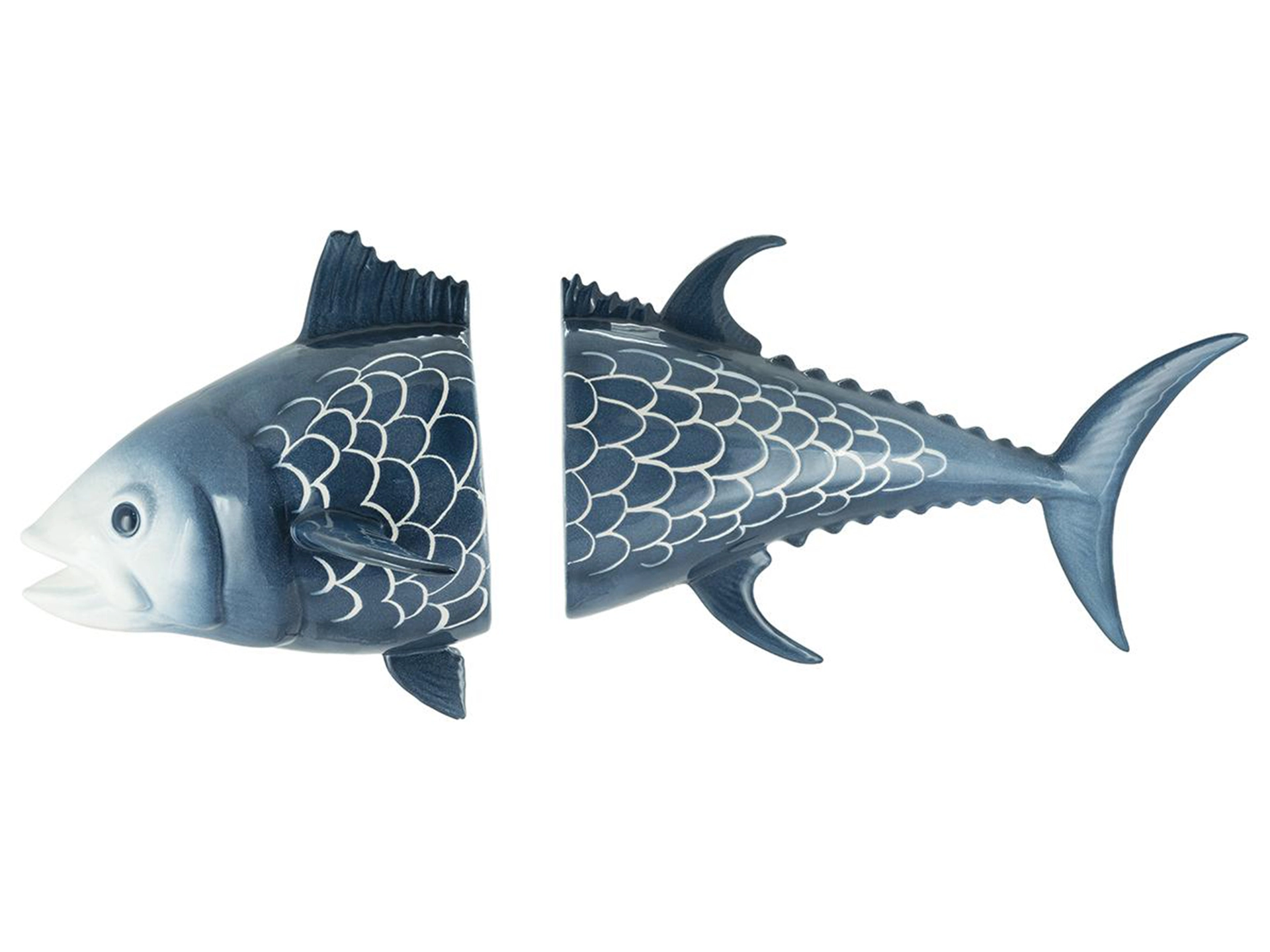 Figur Thunfisch 2teilig Für Die Wand Blau H: 40 cm Abhika
