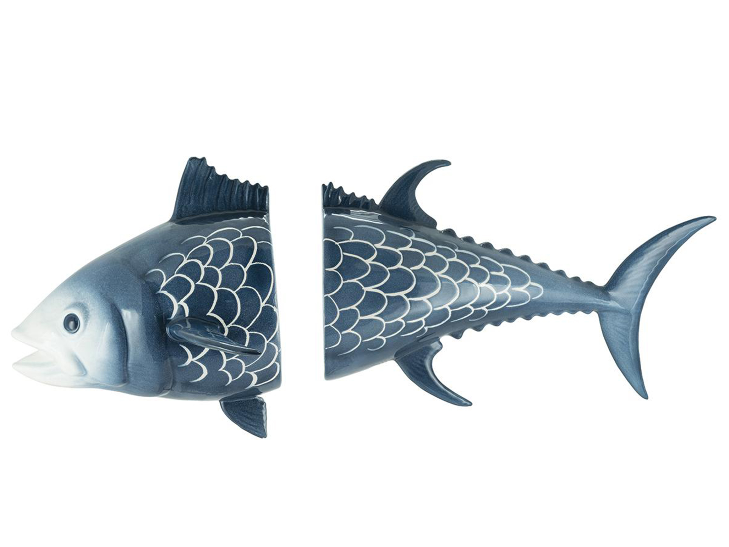 Figur Thunfisch 2teilig Für Die Wand Blau H: 40 cm Abhika