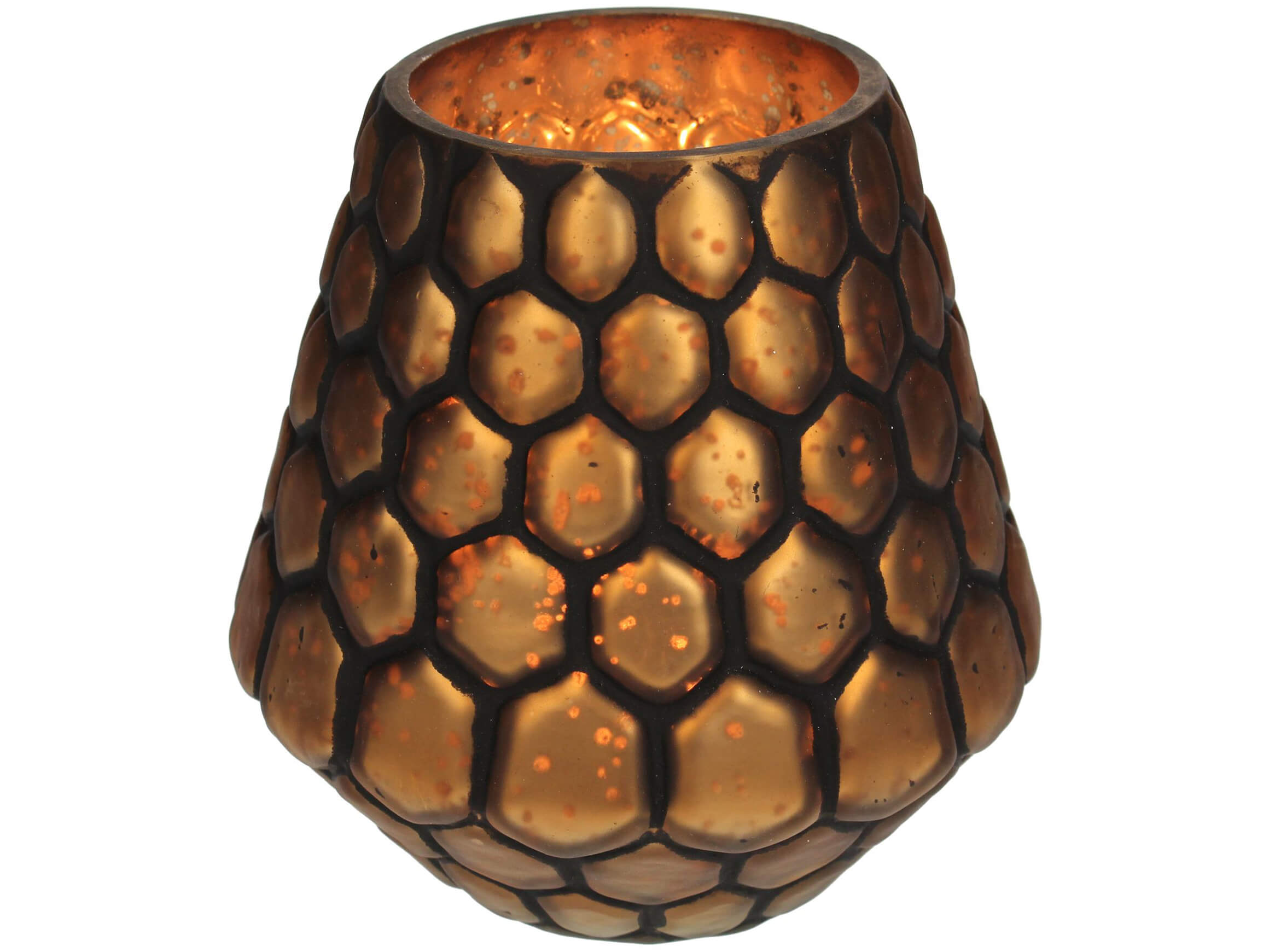 Windlicht Glas Gold-Braun H: 15 cm Kersten