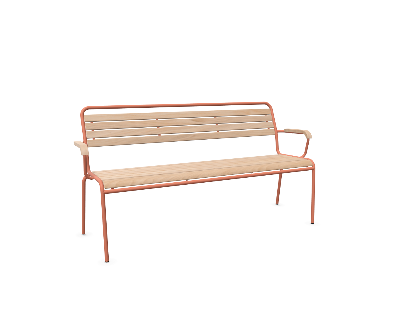 Holzlatten-3er-Bank Rigi mit Armlehnen von Schaffner / Farbe: Geölt / Grösse: 164 x 61 cm