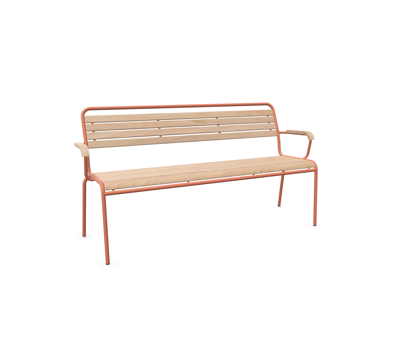 Holzlatten-3er-Bank Rigi mit Armlehnen von Schaffner / Farbe: Geölt / Grösse: 164 x 61 cm