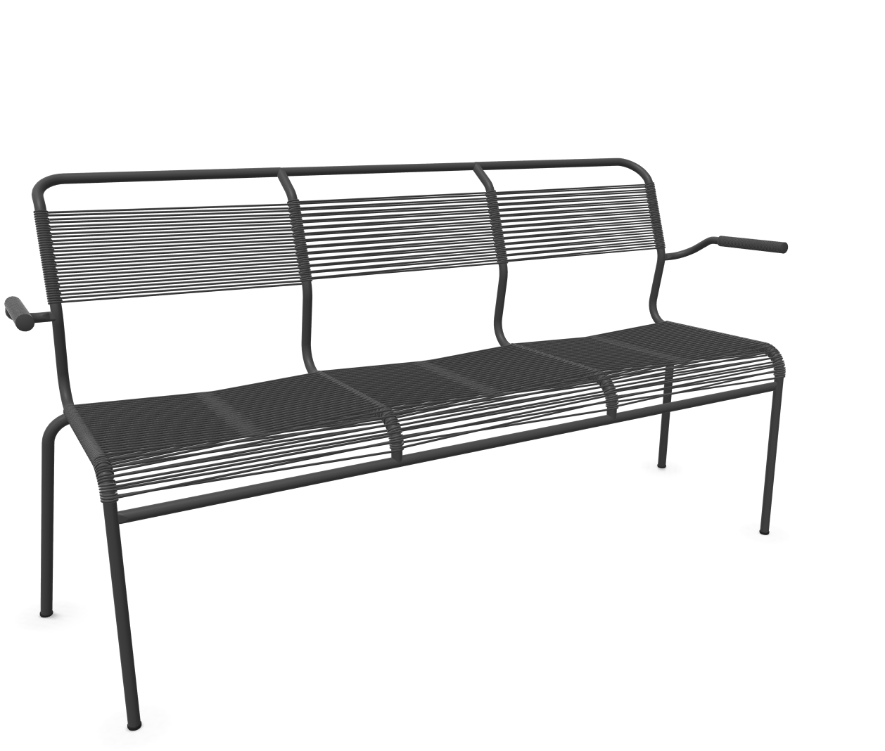 Schaffner Spaghetti-3er-Bank Säntis mit Lehne Grau | Schubiger Möbel