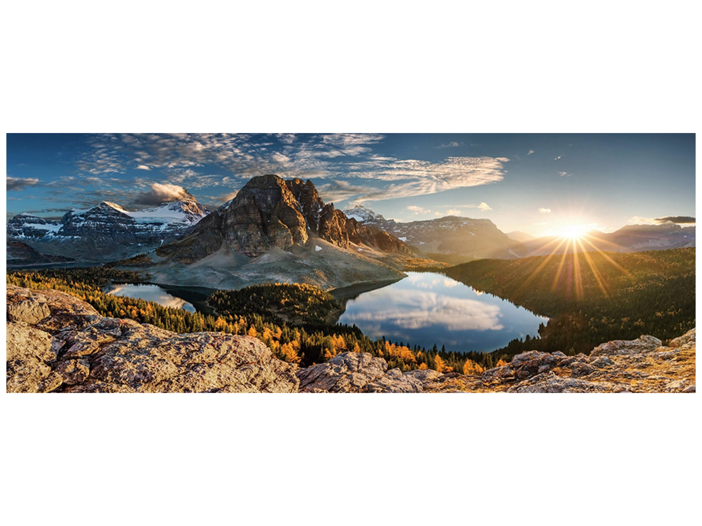 Digitaldruck auf Glas Bergpanorama mit See image LAND