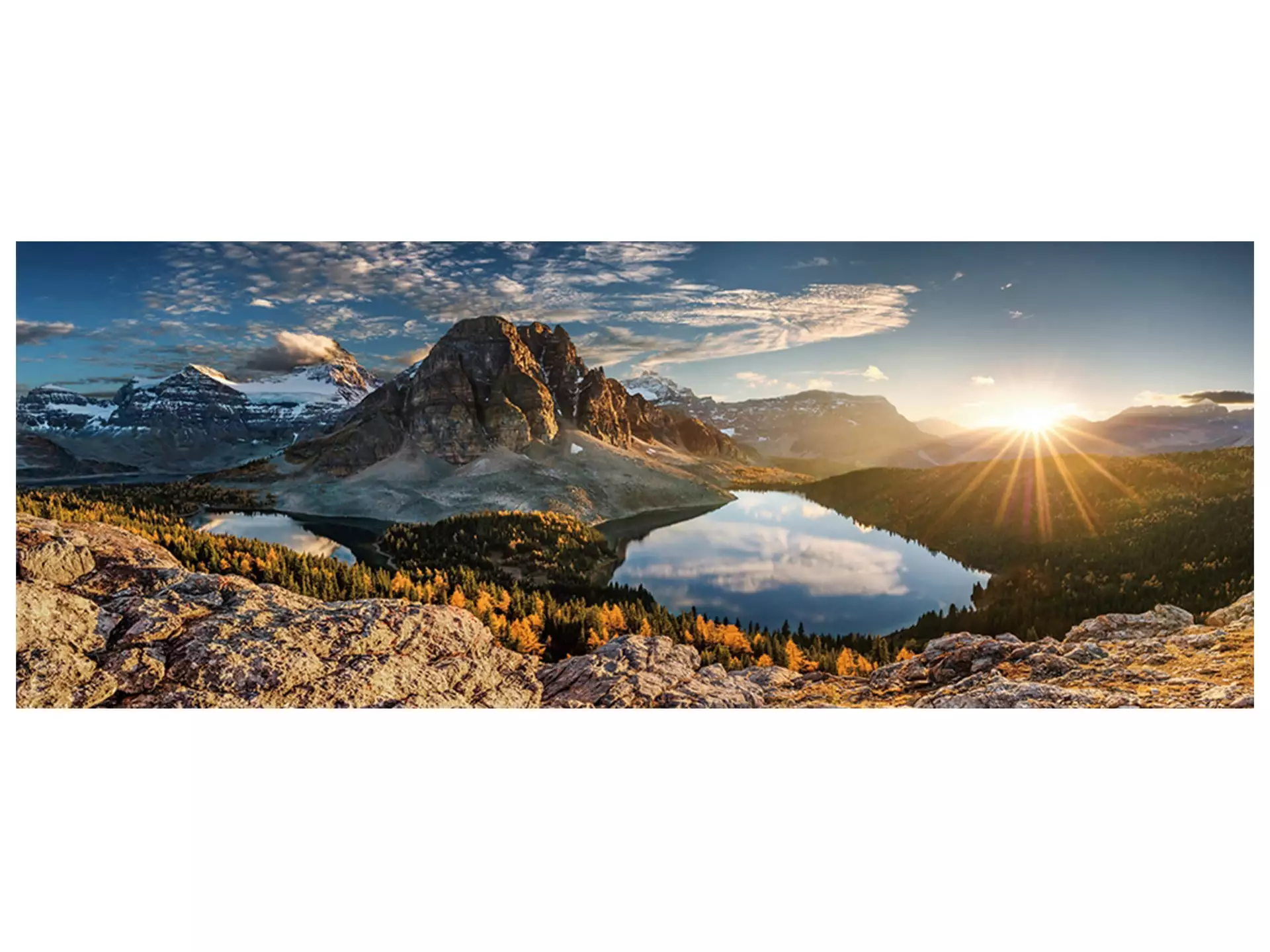 Digitaldruck auf Glas Bergpanorama mit See image LAND