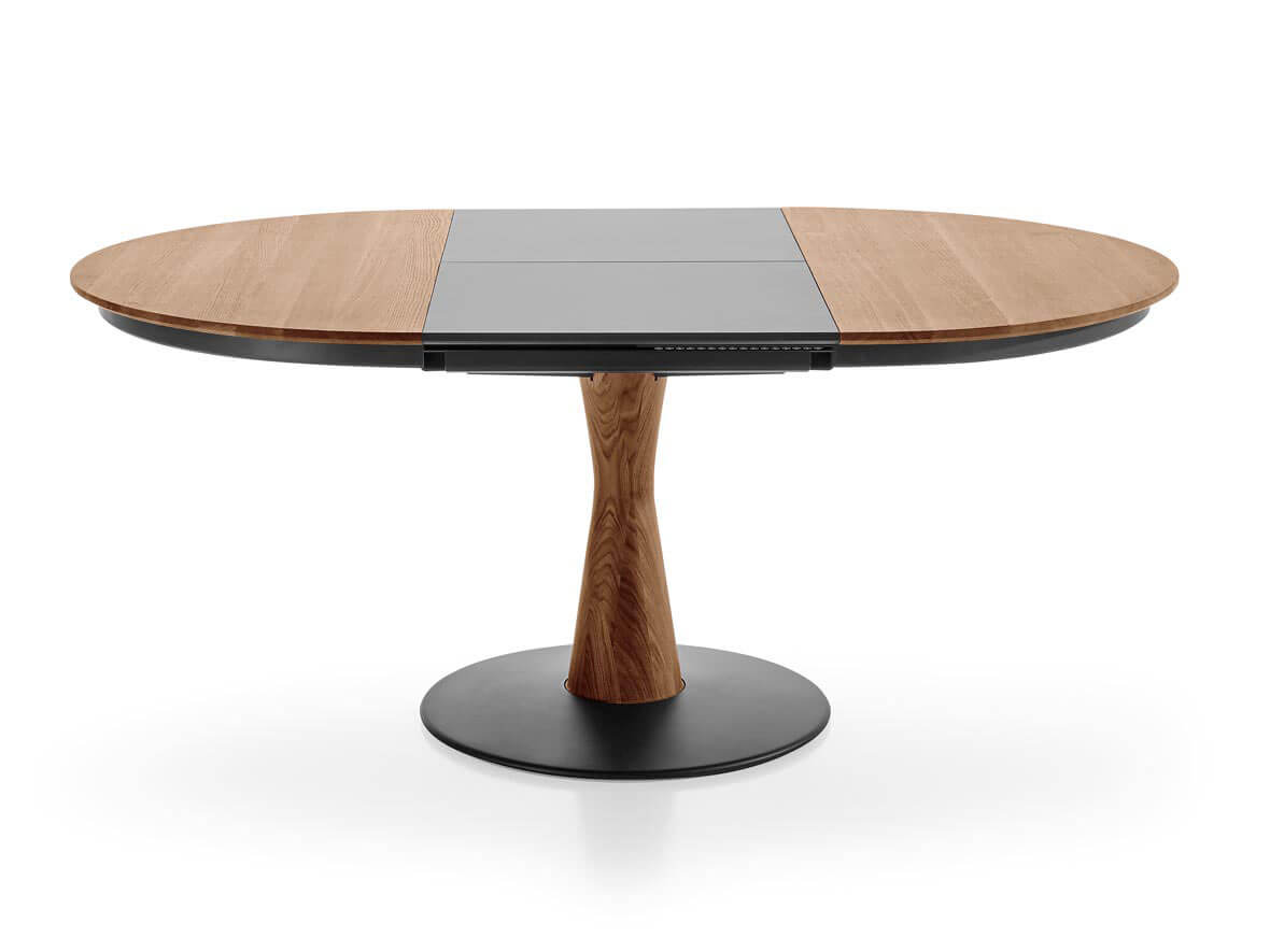 Table de salle à manger Rota, Extensible, Chêne Massif, Diamètre 120 cm h 74 cm
