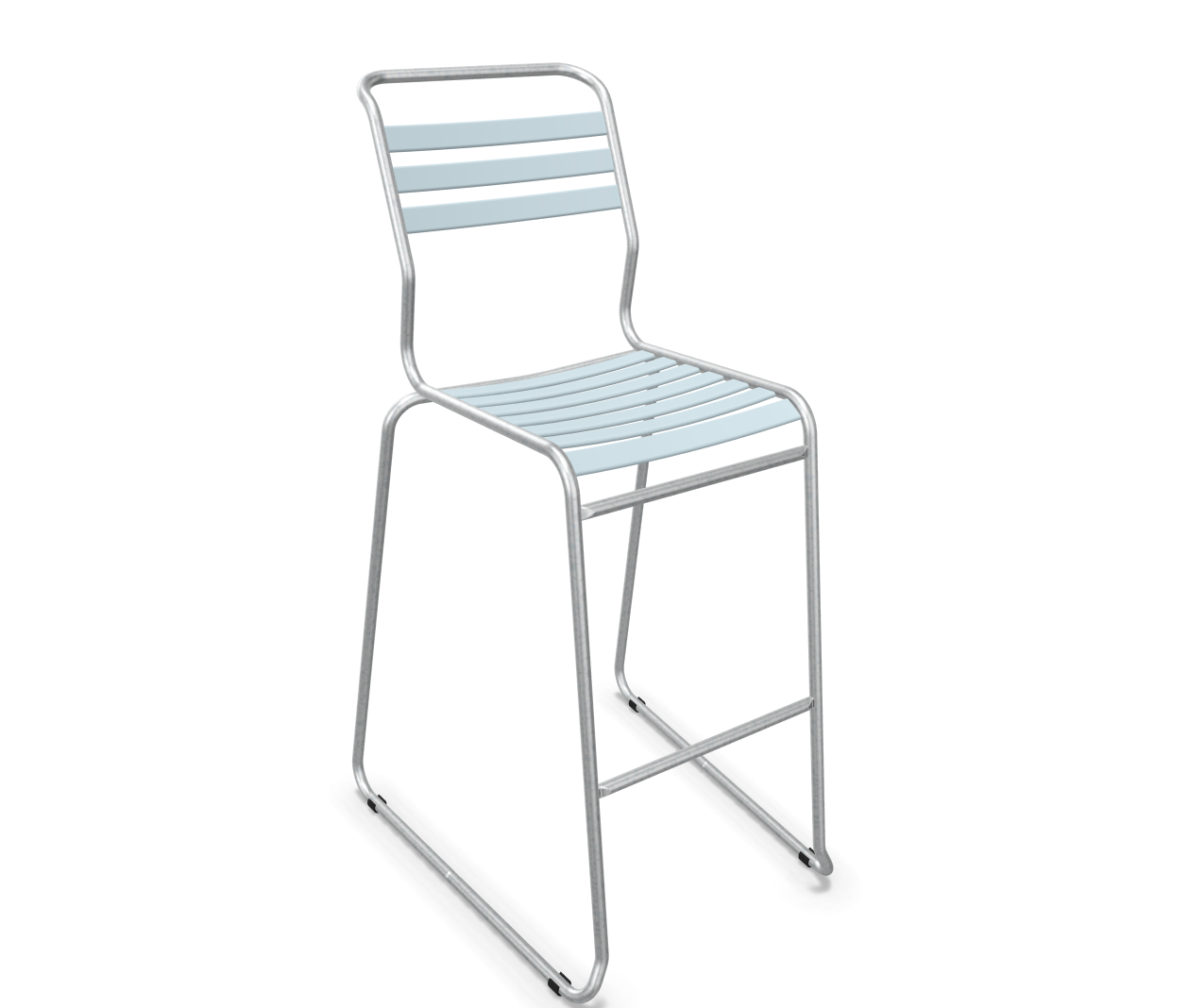 Schaffner Bar-Kufen-Lättlistuhl Säntis Feuerverzinkt Blau | Schubiger Möbel