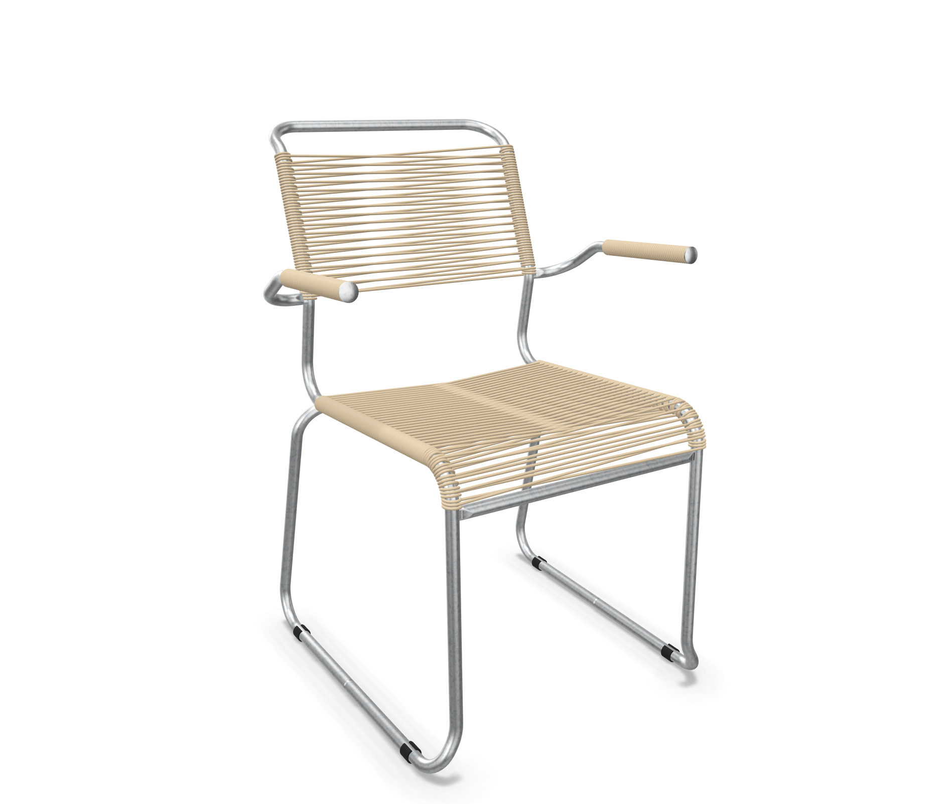 Kufen-Spaghetti-Stuhl Säntis mit Lehne Feuerverzinkt von Schaffner / Farbe: Pastellbraun / Grösse: 60 x 61 cm