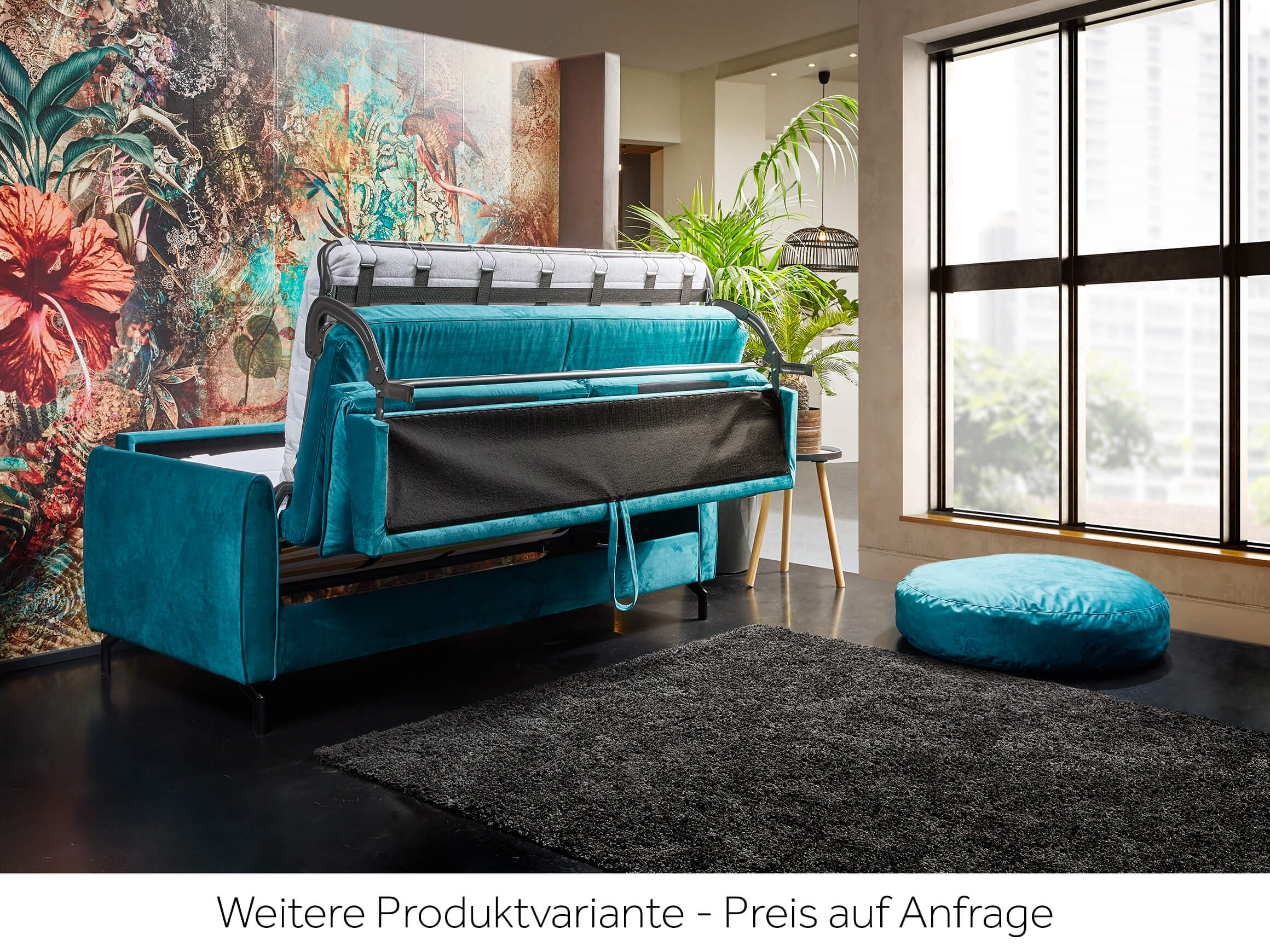 Faltbett Jackson Nehl / Farbe: Petrol / Bezugsmaterial: Stoff