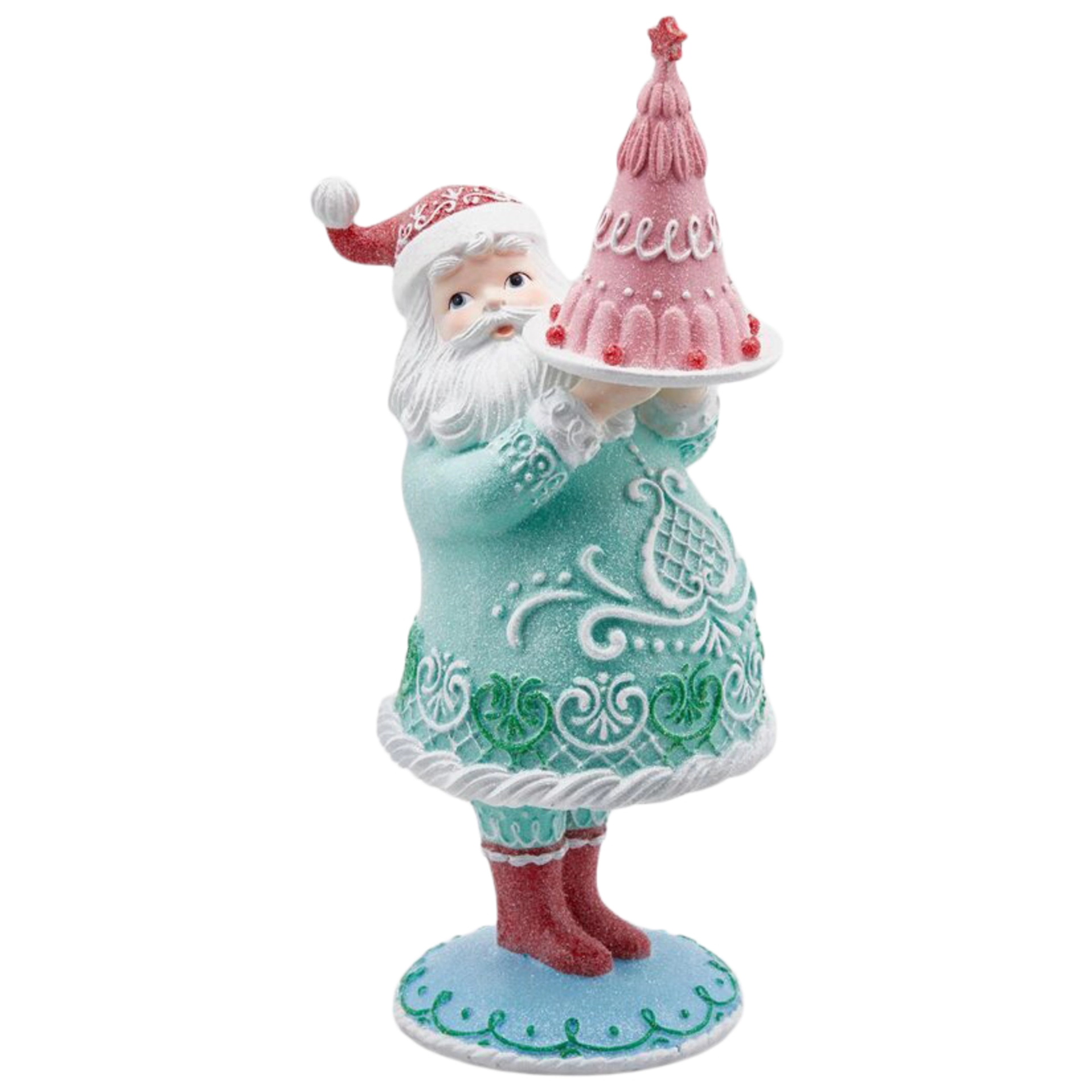 Figur Santa mit Torte H: 43 cm Edg