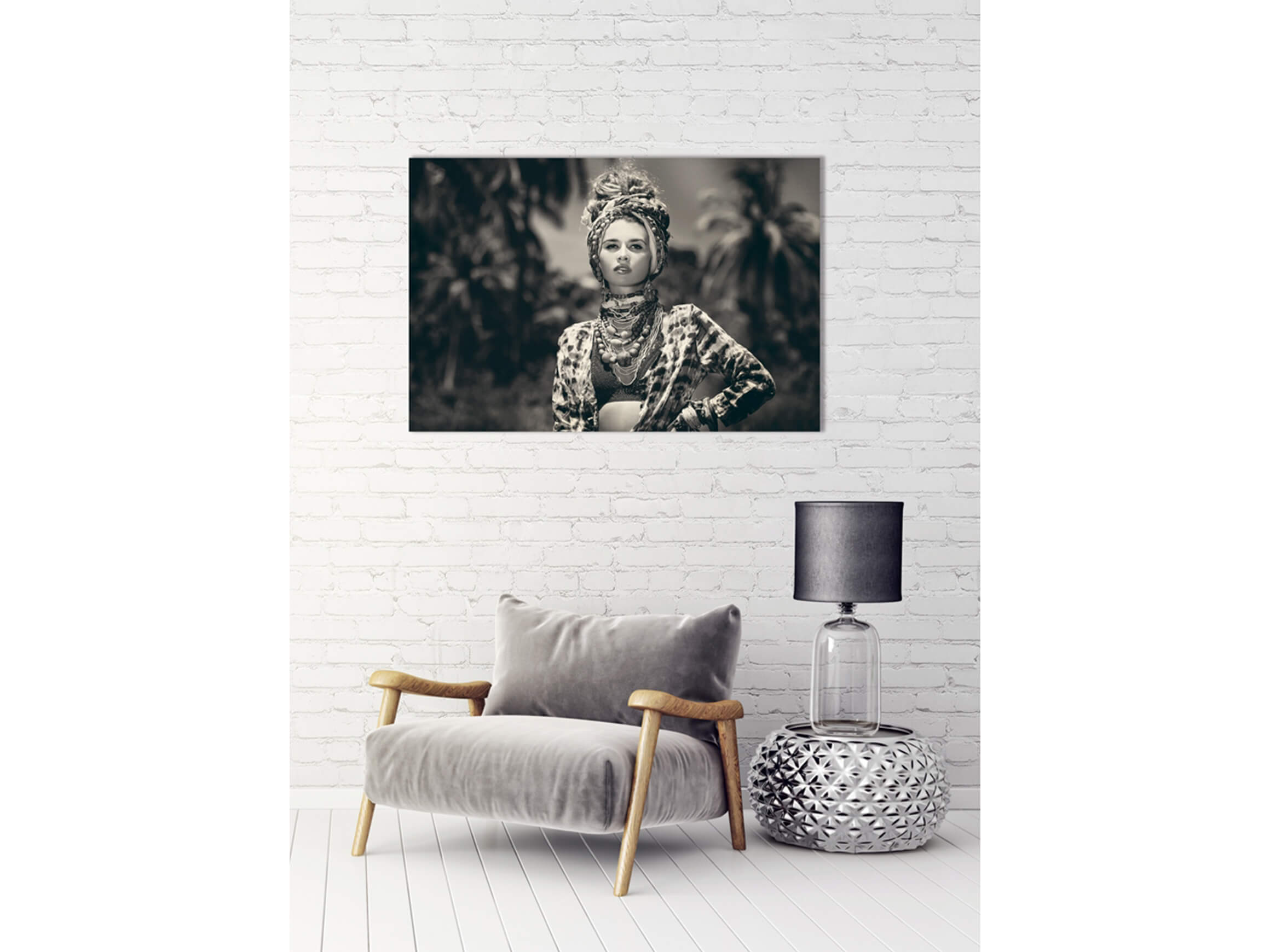 Digitaldruck auf Acrylglas Elegante Dame image LAND / Grösse: 120 x 80 cm