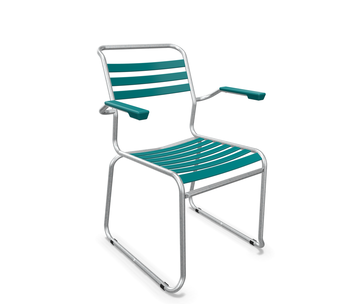 Schaffner Kufen-Lättli-Stuhl Säntis mit Lehne Feuerverzinkt Blau | Schubiger Möbel