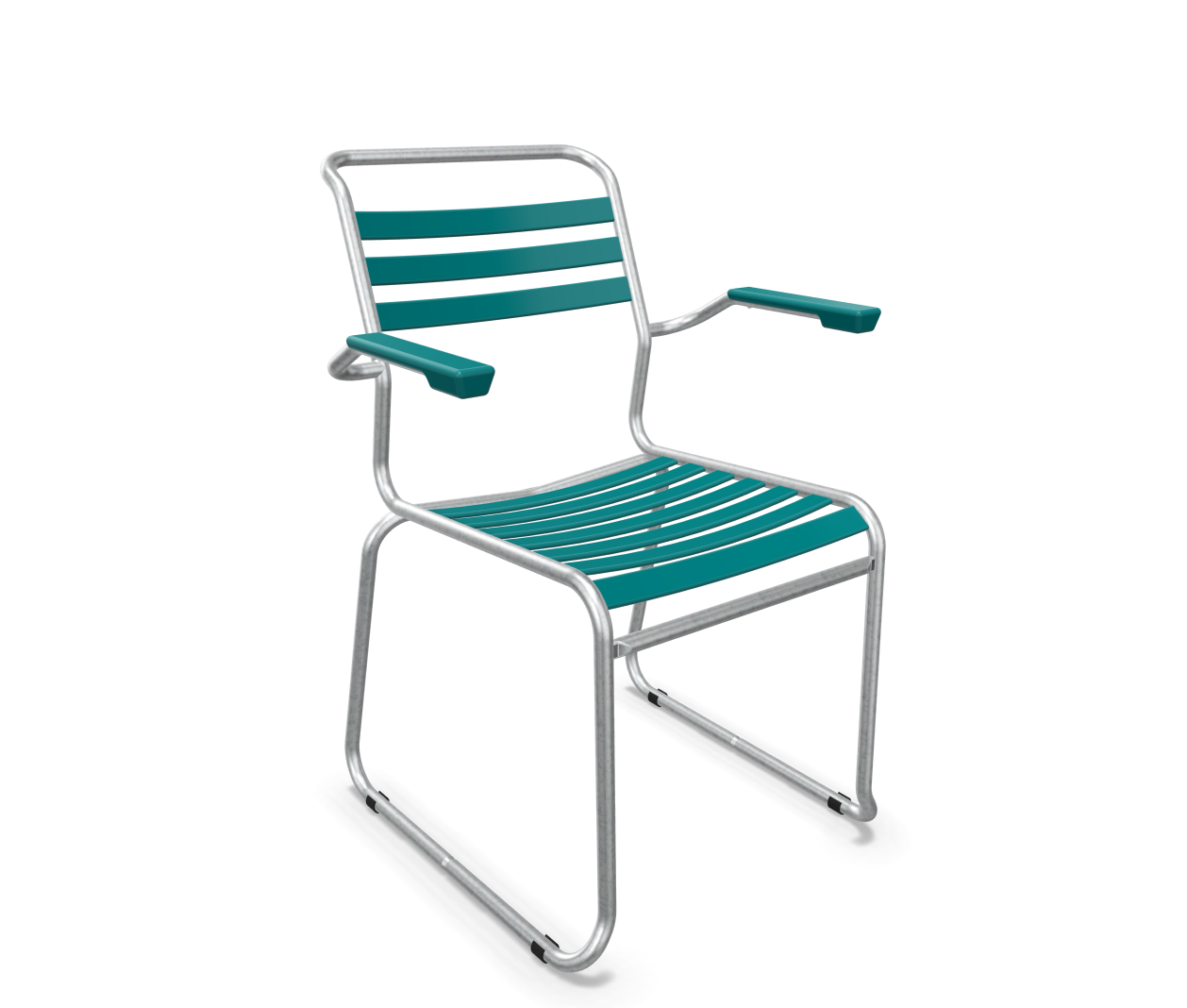 Kufen-Lättli-Stuhl Säntis mit Lehne Feuerverzinkt von Schaffner / Farbe: Kaliblau / Grösse: 61 x 61 cm
