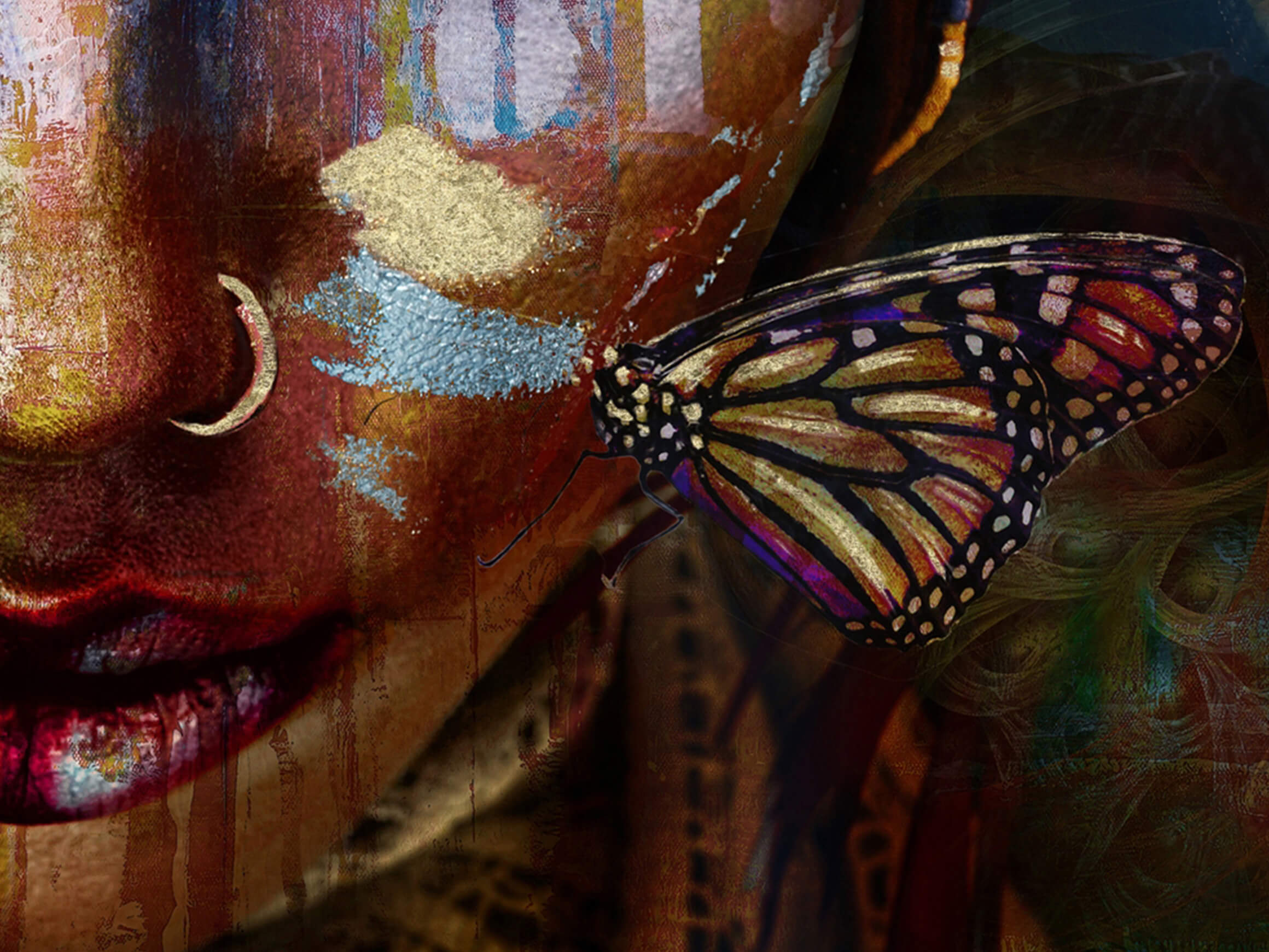 Digitaldruck auf Glas Frau mit Gesichtsbemalung image LAND