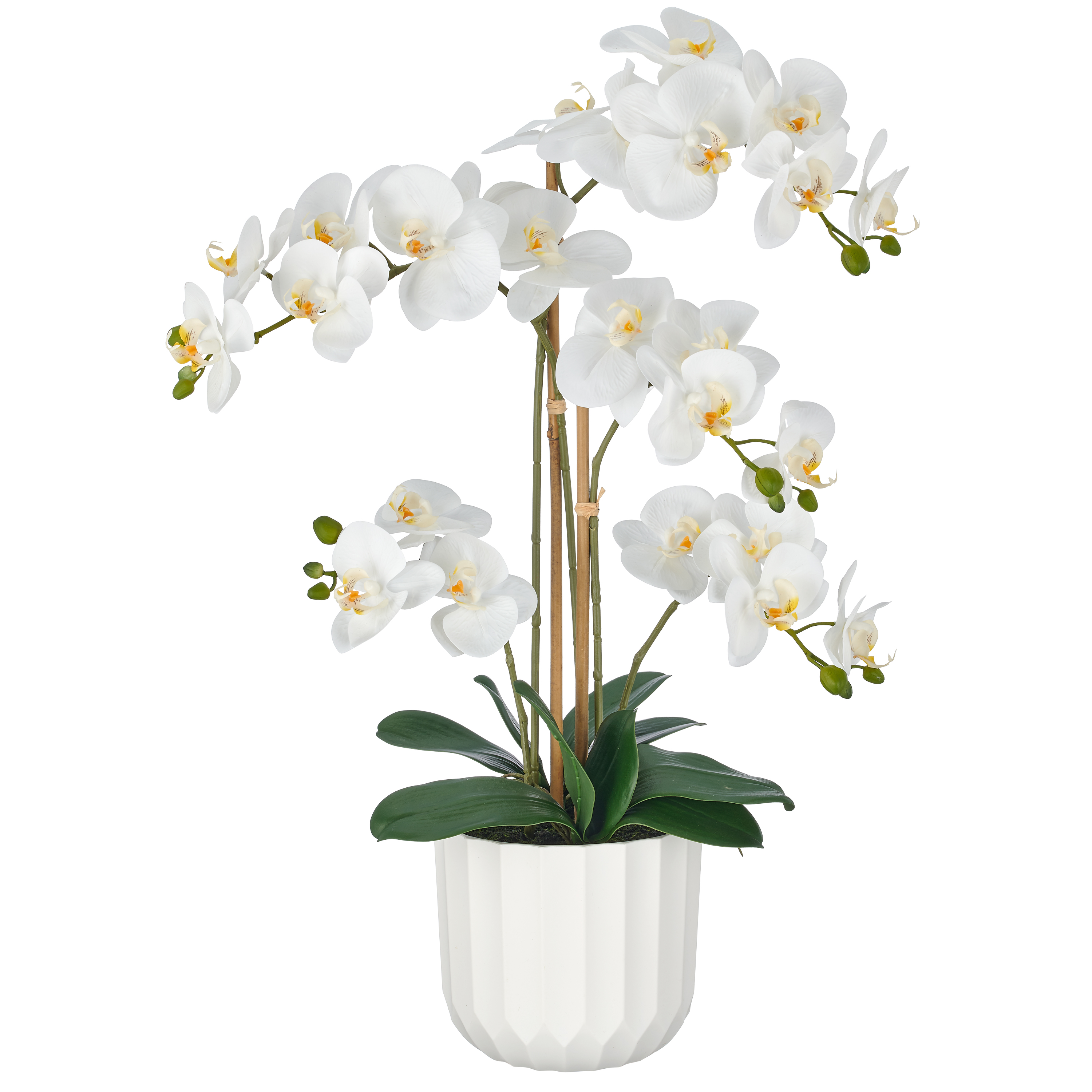 Plante artificielle-Orchidée dans le pot blanc H : 70 cm-