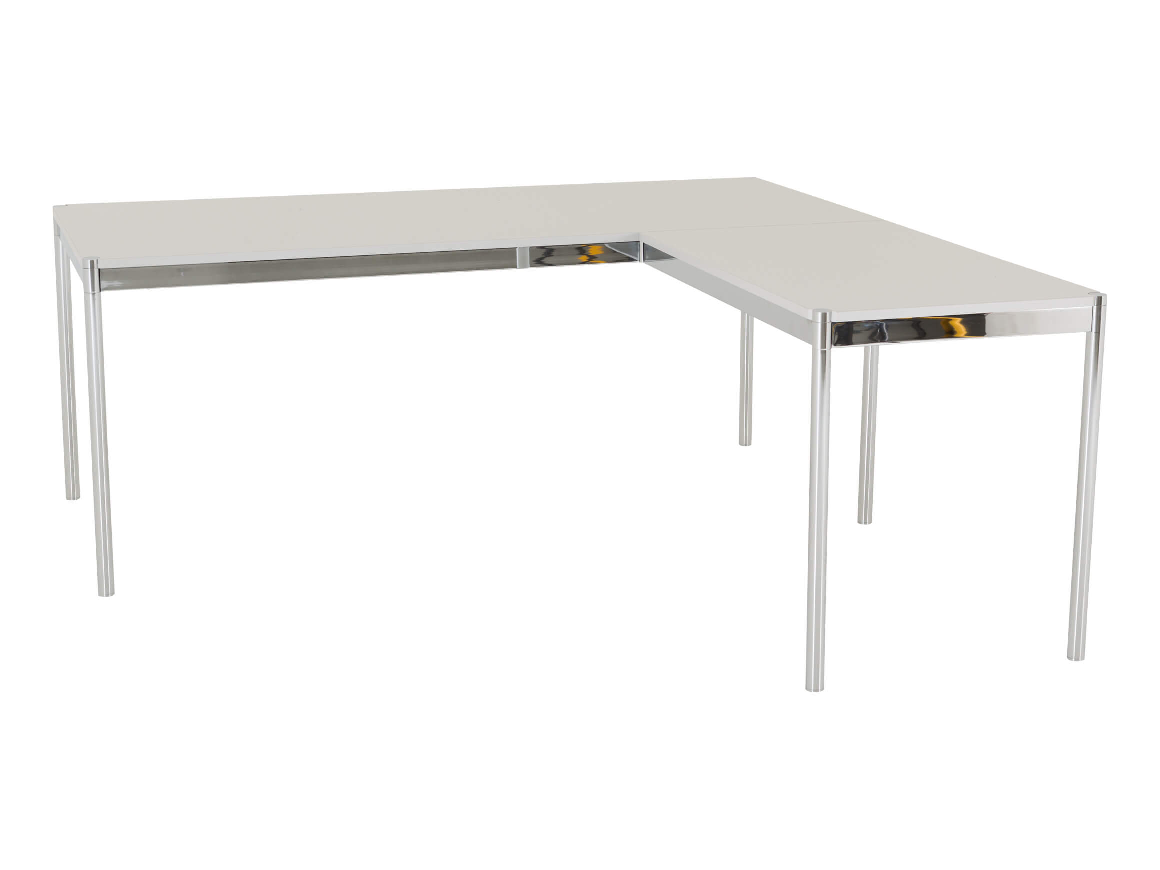 Cosmic desk, white, chrome, w 180 cm d 180 cm h 72-74 cm