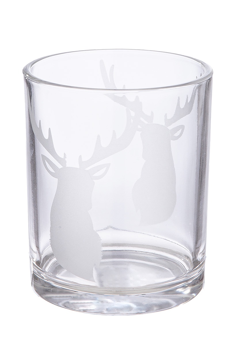 Gilde Windlicht Hirschkopf, Glas H: 8 cm  | Schubiger Möbel
