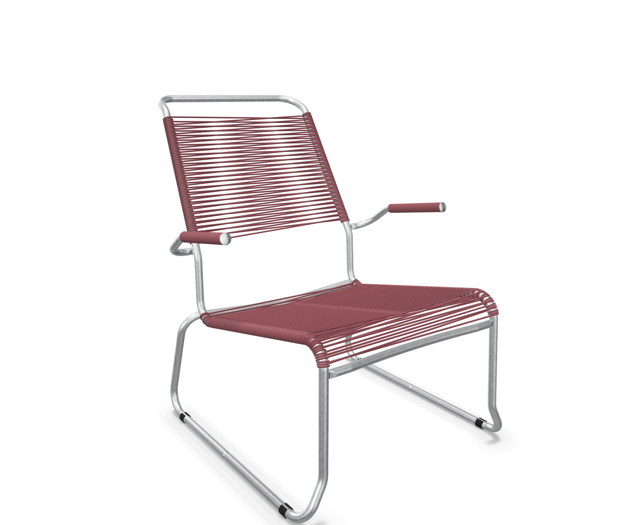 Kufen-Spaghetti-Lounger Säntis mit Lehne / Hochlehner Feuerverzinkt von Schaffner / Farbe: Bordeaux / Grösse: 68 x 85 cm