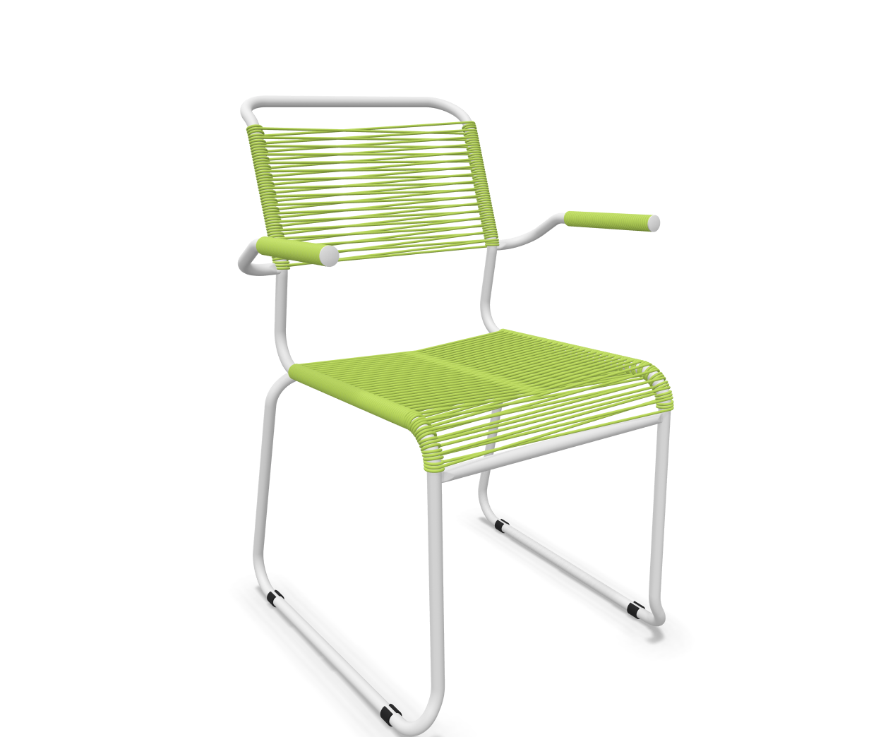 Kufen-Spaghetti-Stuhl Säntis mit Lehne von Schaffner / Farbe: Hellgrün / Grösse: 60 x 61 cm