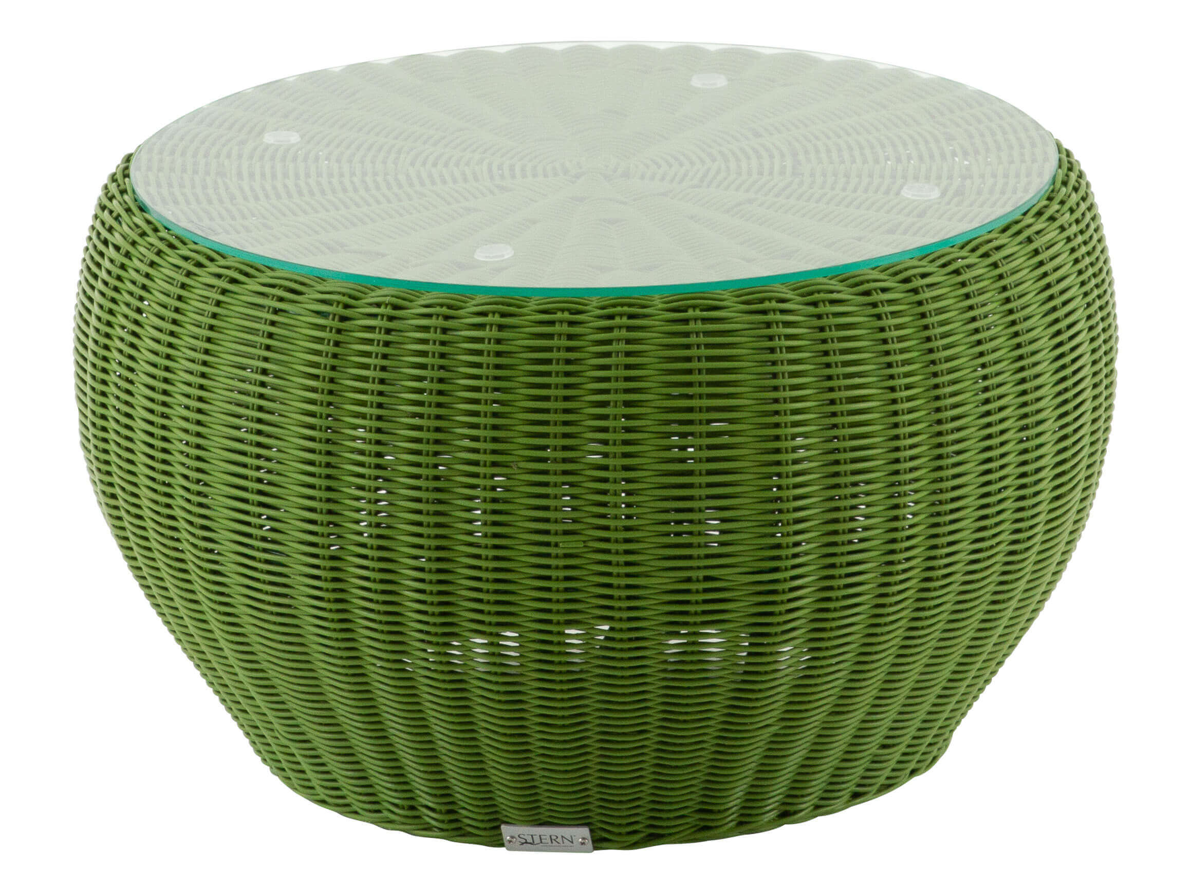 Clubtisch Anny Angelique von Stern, Glasplatte, Aluminium-Geflecht Grün,