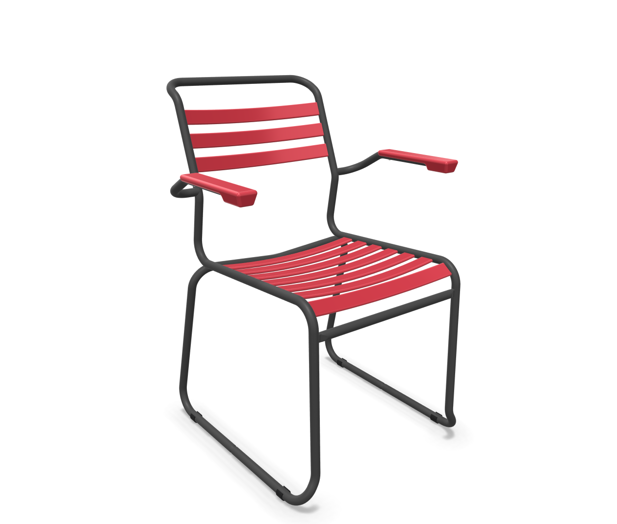 Schaffner Kufen-Lättli-Stuhl Säntis mit Lehne Rot | Schubiger Möbel