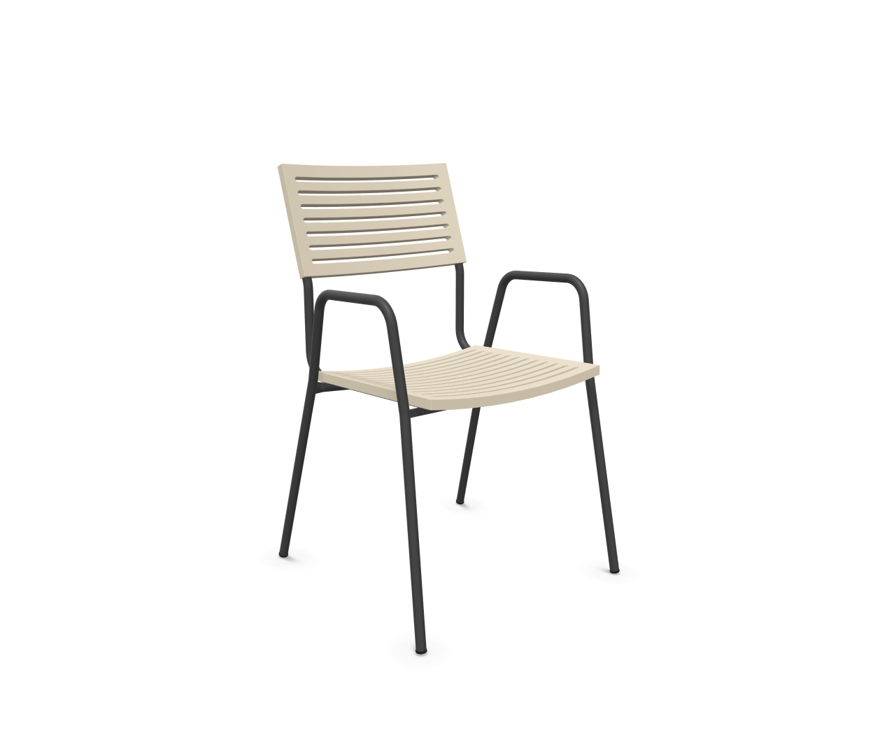 Chaise de jardin Lamello avec dossier de Schaffner / Couleur : sable pastel / Dimensions : 56 x 59 cm