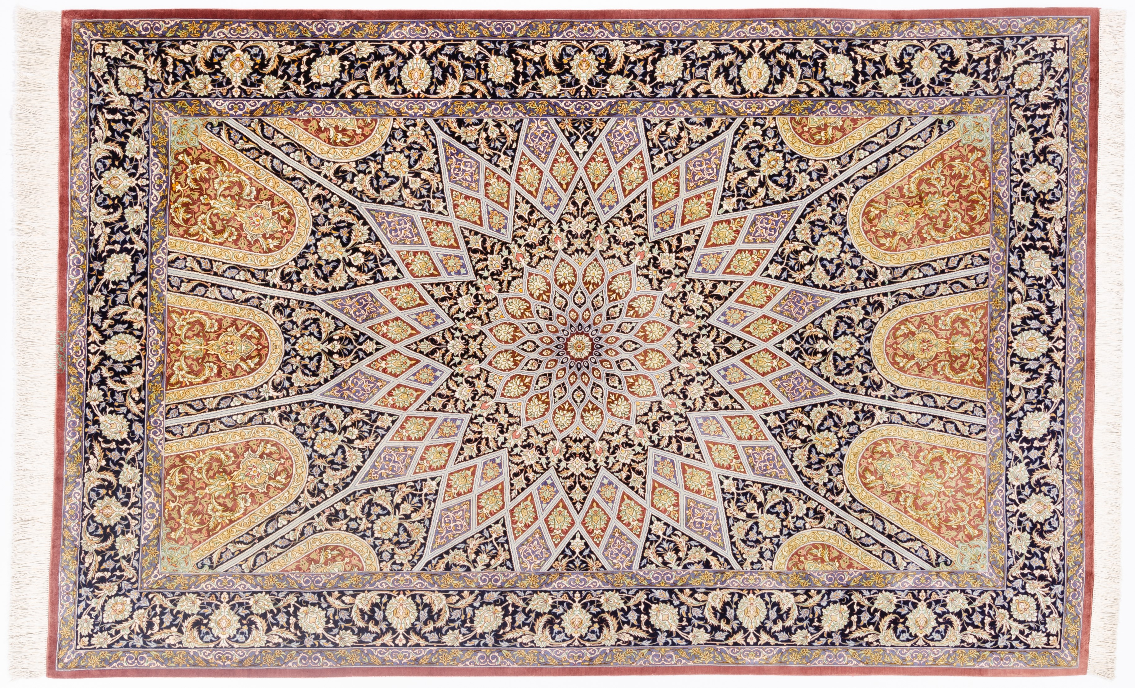 Klassischer Teppich Ghom Seide Negra / Farbe: Creme