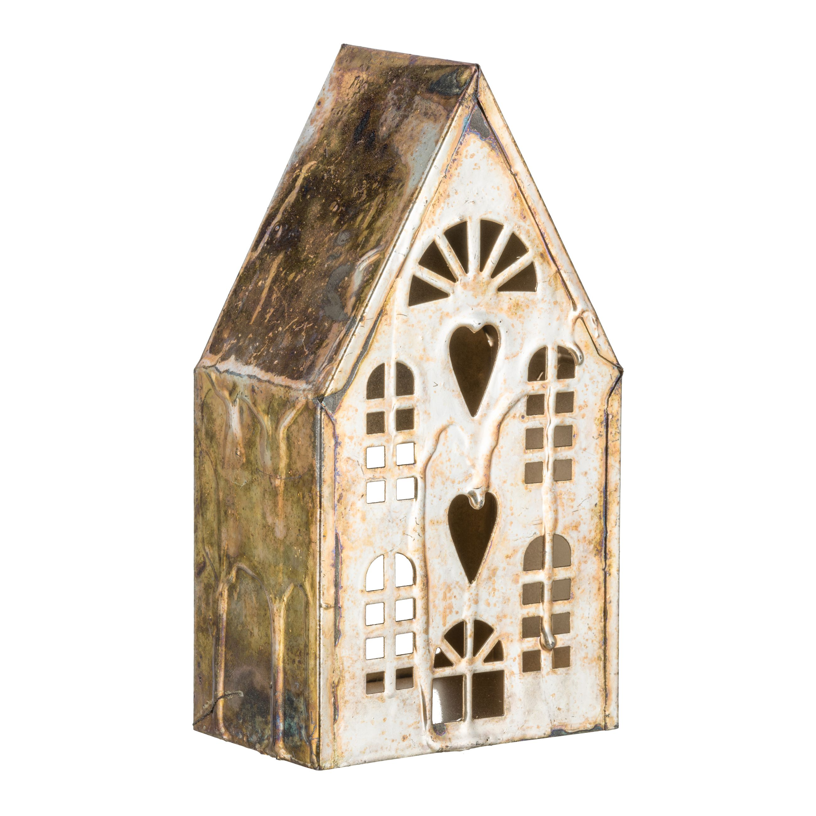 Windlicht Haus, Gold H: 18 cm Gasper