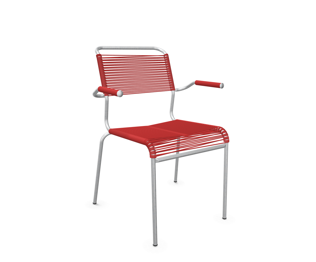 Spaghetti-Stuhl Säntis mit Armlehnen Schaffner / Farbe: Rot
