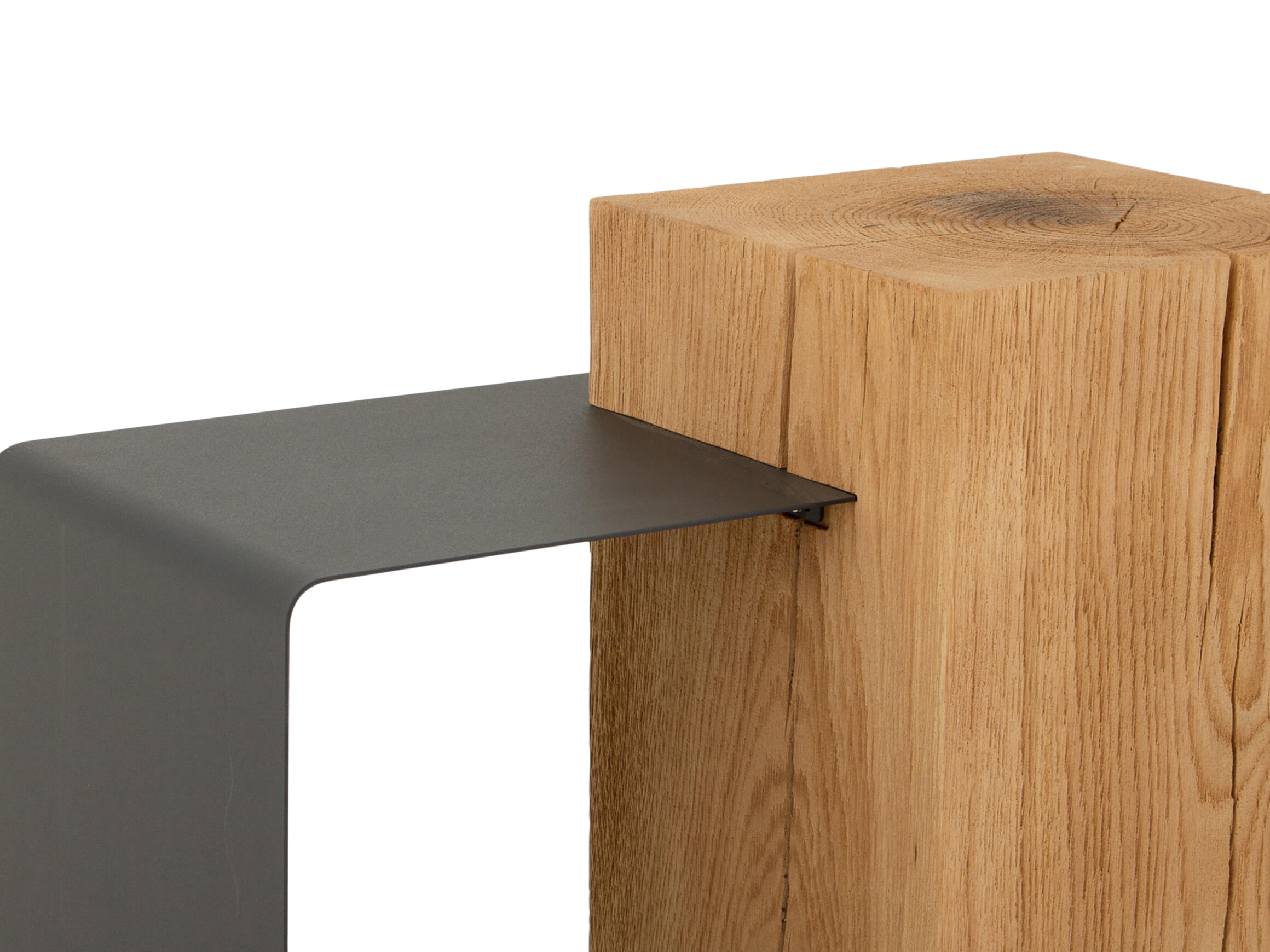 Beistelltisch Noada, Riffeiche Massiv, Glas, b 55 cm t 35.5 cm h 55.5 cm