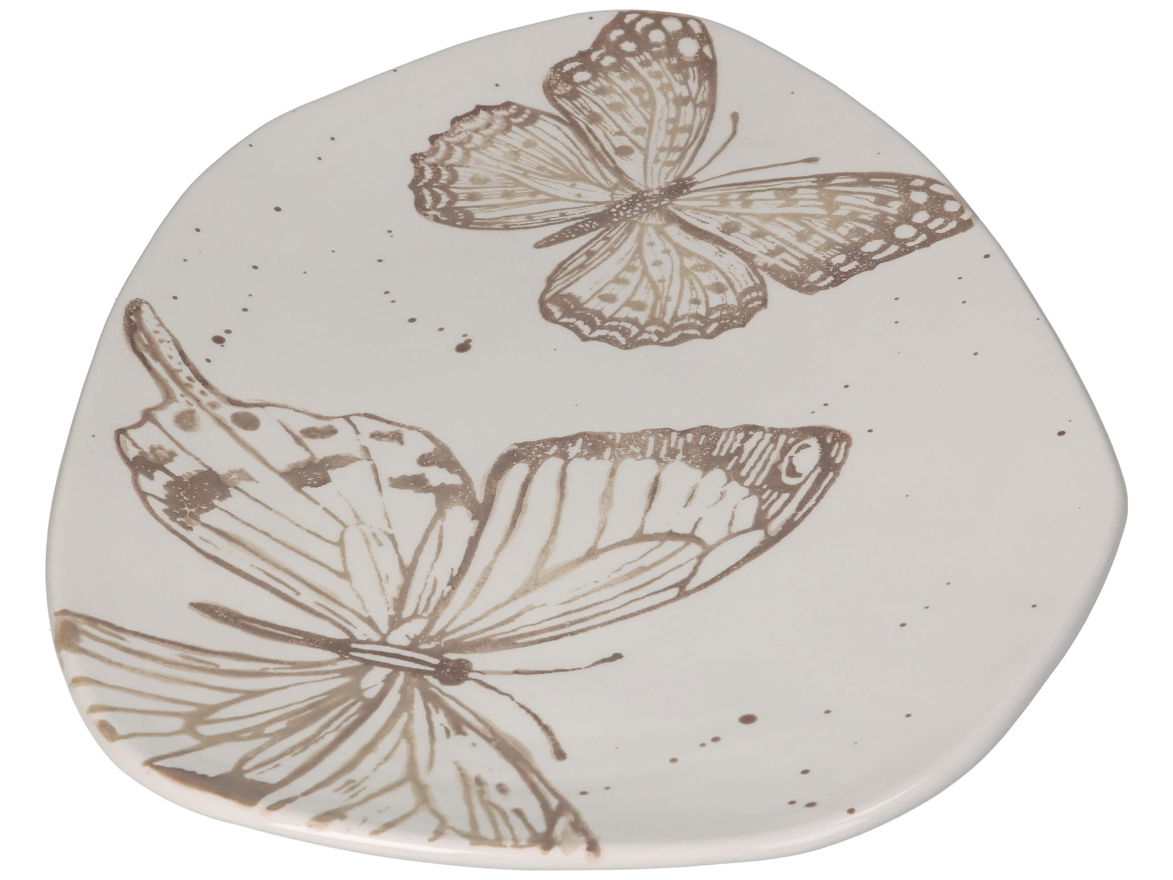 Tablett Schmetterling, Keramik H: 3 cm Kersten / Farbe: Grau Weiss