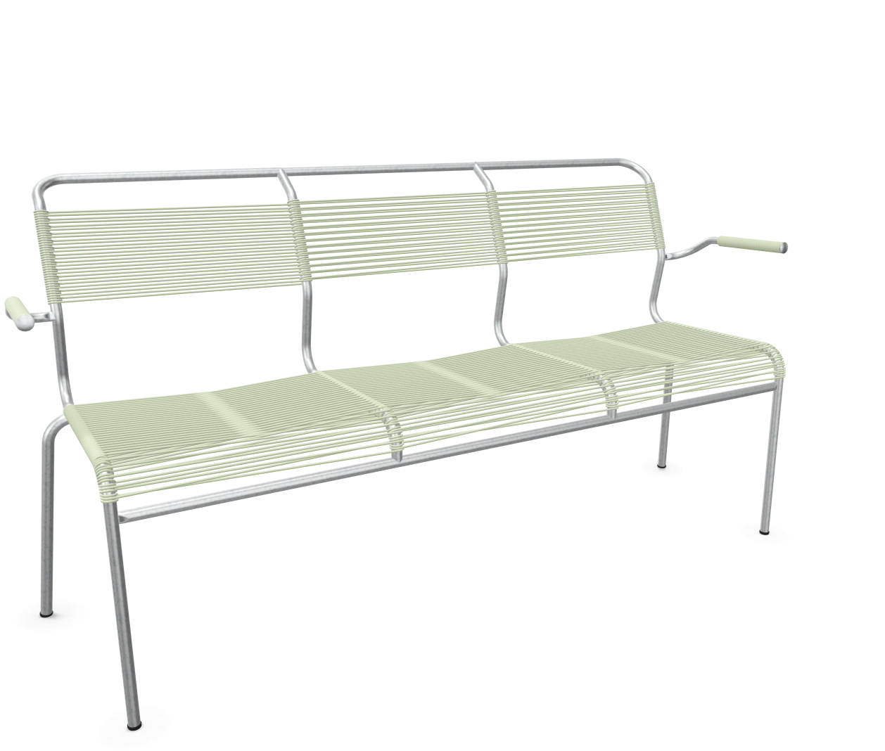 Schaffner Spaghetti-3er-Bank Säntis mit Lehne Feuerverzinkt Grün | Schubiger Möbel