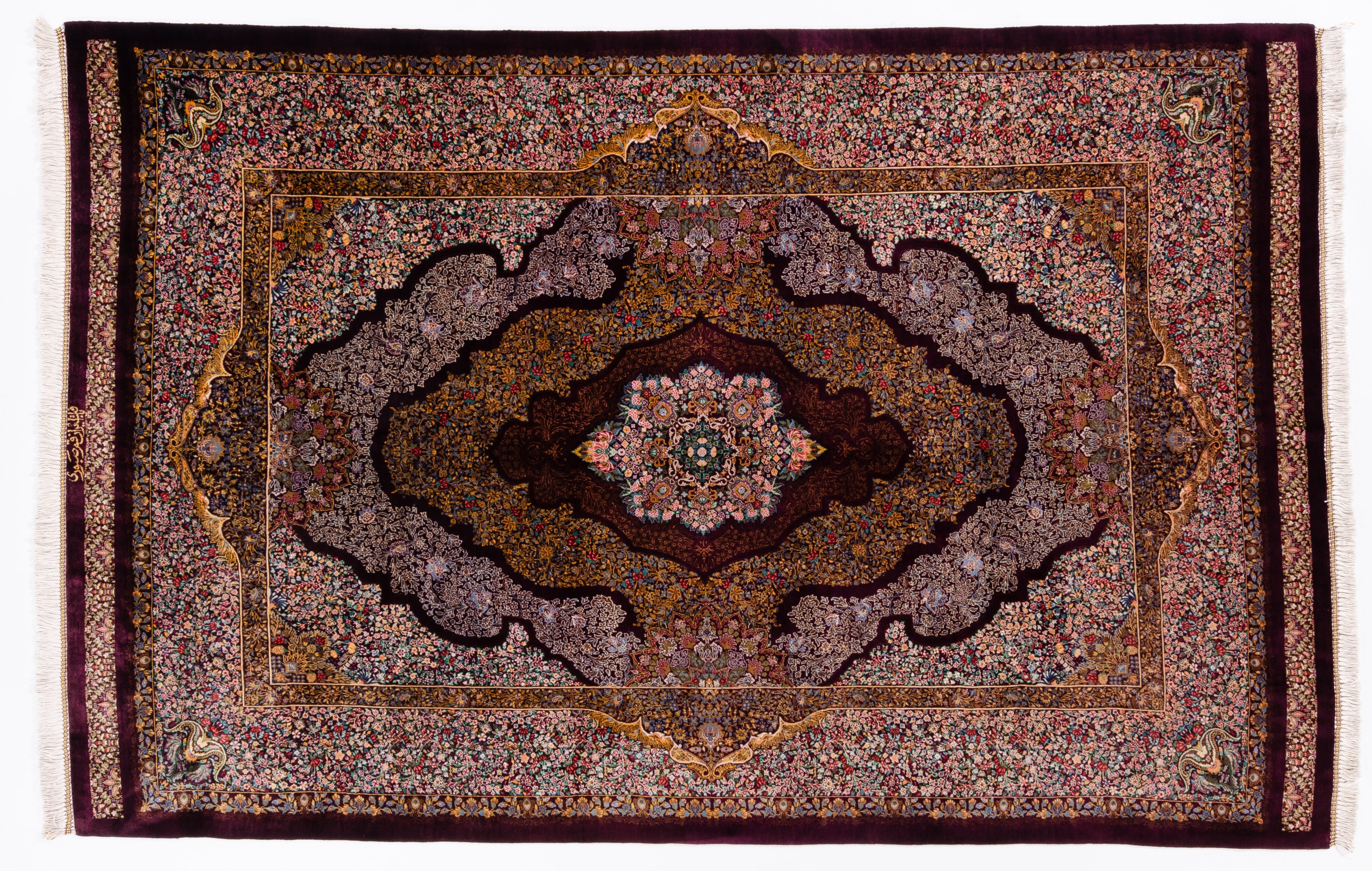 Classic Persian Ghom fine rug Negra / Colour: Cream