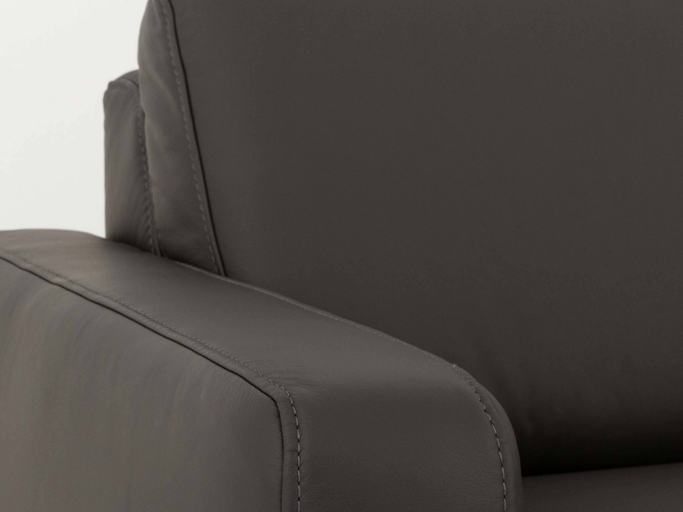 Sofa Shetland B: 188 cm Polipol / Farbe: Anthrazit / Bezugsmaterial: Leder