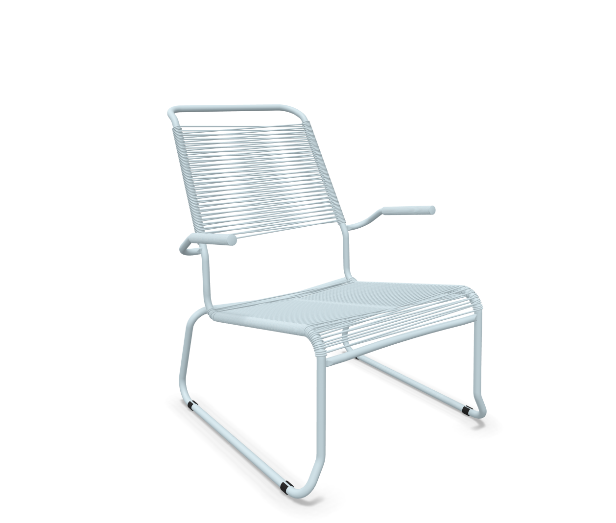 Schaffner Kufen-Spaghetti-Lounger Säntis mit Lehne / Hochlehner Blau | Schubiger Möbel
