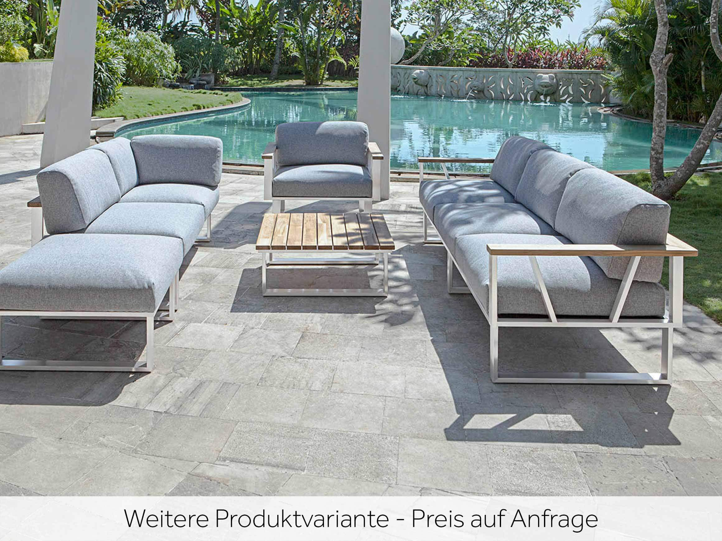Belvedere garden lounge, teak, stainless steel, w 239 cm d 82.5 cm h 78 cm
