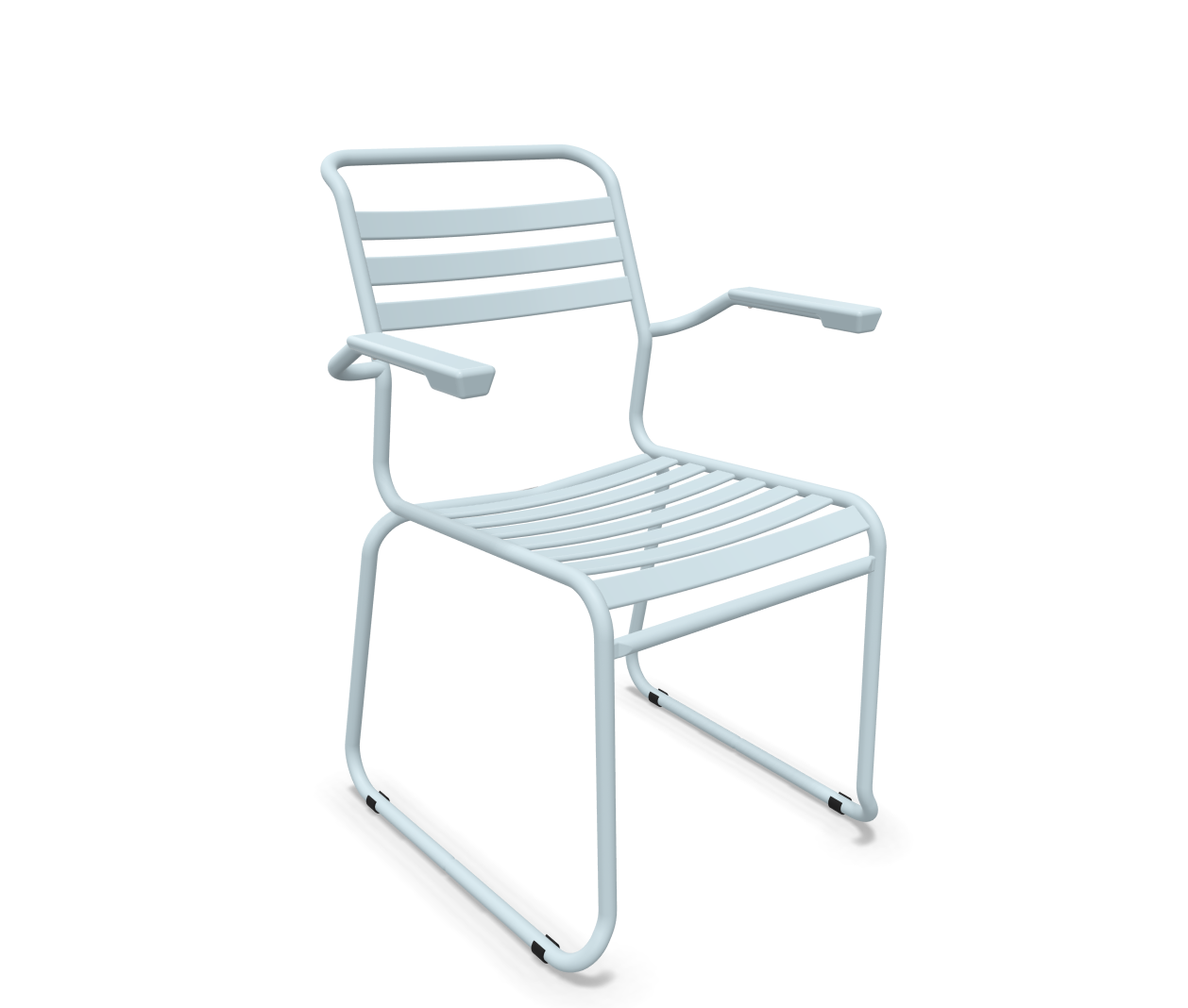 Kufen-Lättli-Stuhl Säntis mit Lehne von Schaffner / Farbe: Pastellblau / Grösse: 61 x 61 cm