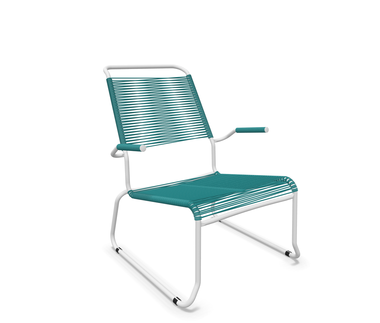 Schaffner Kufen-Spaghetti-Lounger Säntis mit Lehne / Hochlehner Blau | Schubiger Möbel