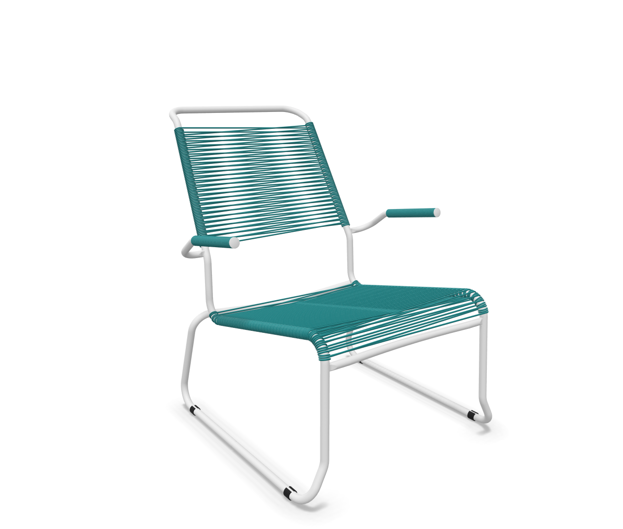 Kufen-Spaghetti-Lounger Säntis mit Lehne / Hochlehner von Schaffner / Farbe: Kaliblau / Grösse: 68 x 85 cm
