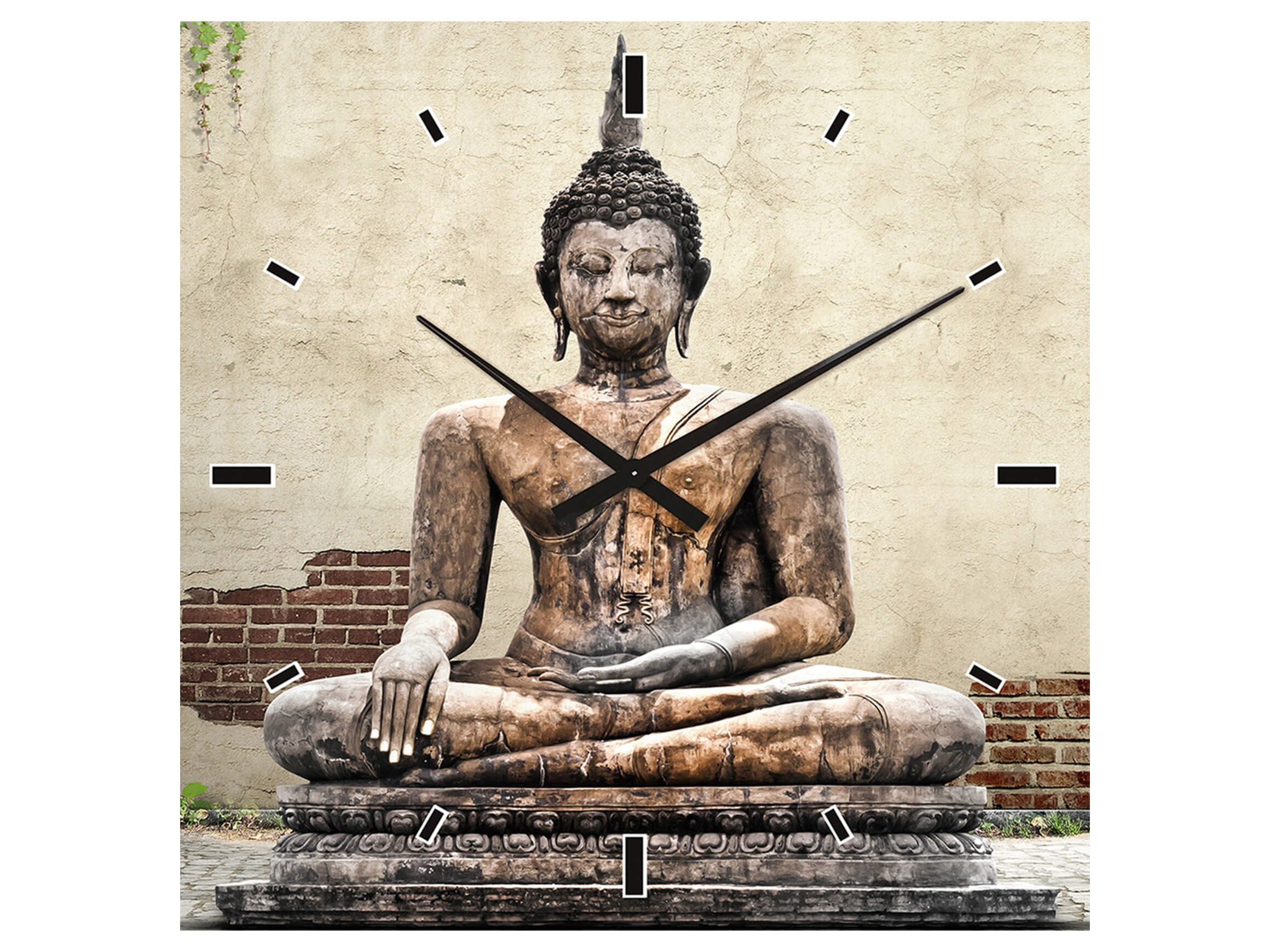 Glas-Wanduhr Buddha Überwacht Die Zeit image LAND