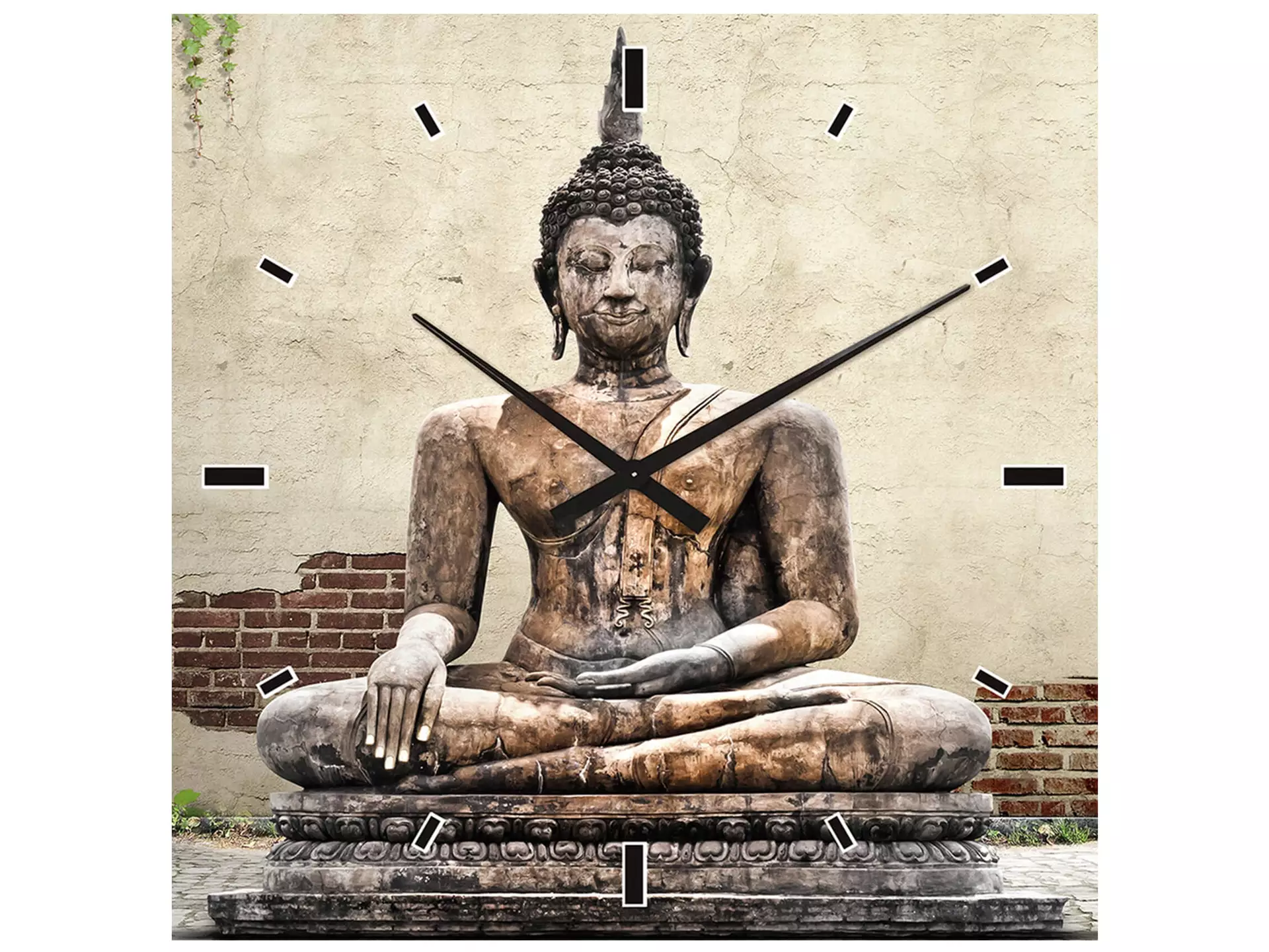 Glas-Wanduhr Buddha Überwacht Die Zeit image LAND