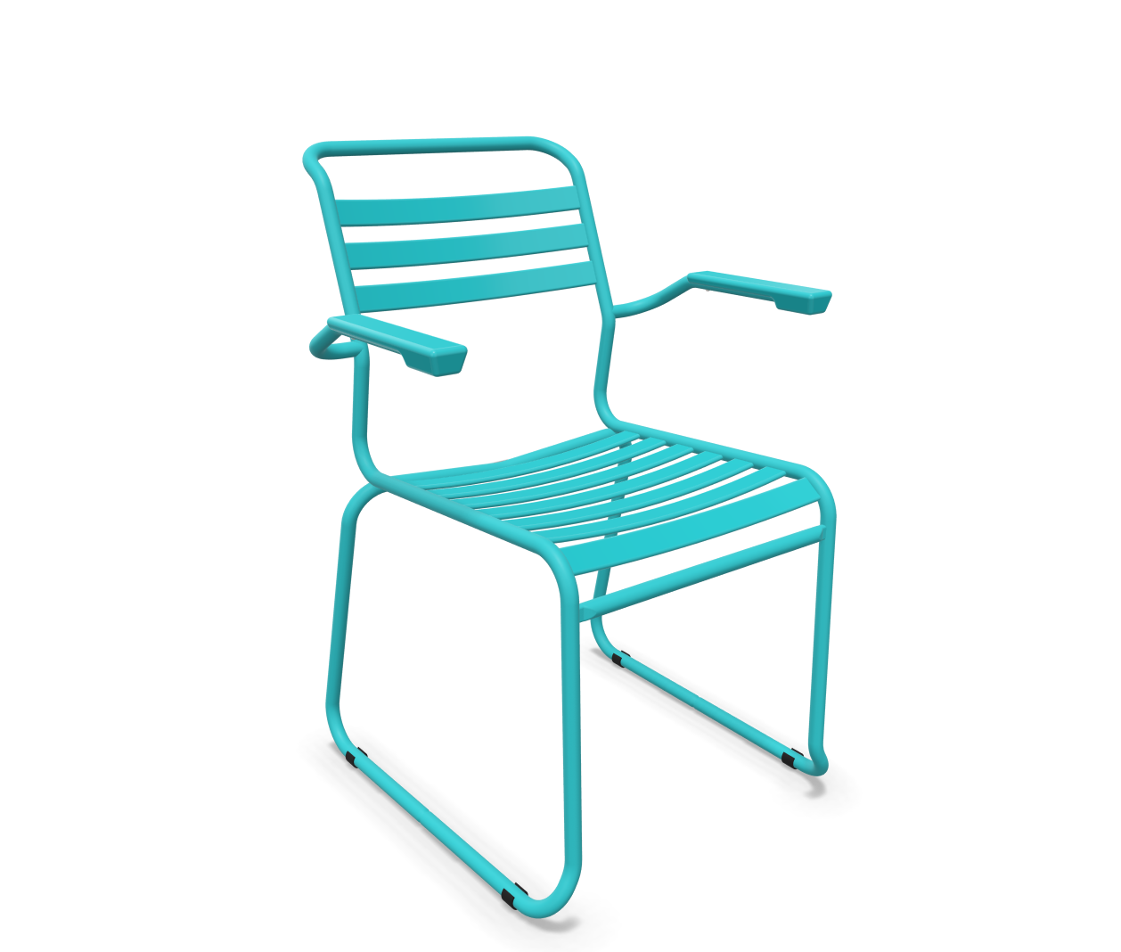 Schaffner Kufen-Lättli-Stuhl Säntis mit Lehne Blau | Schubiger Möbel