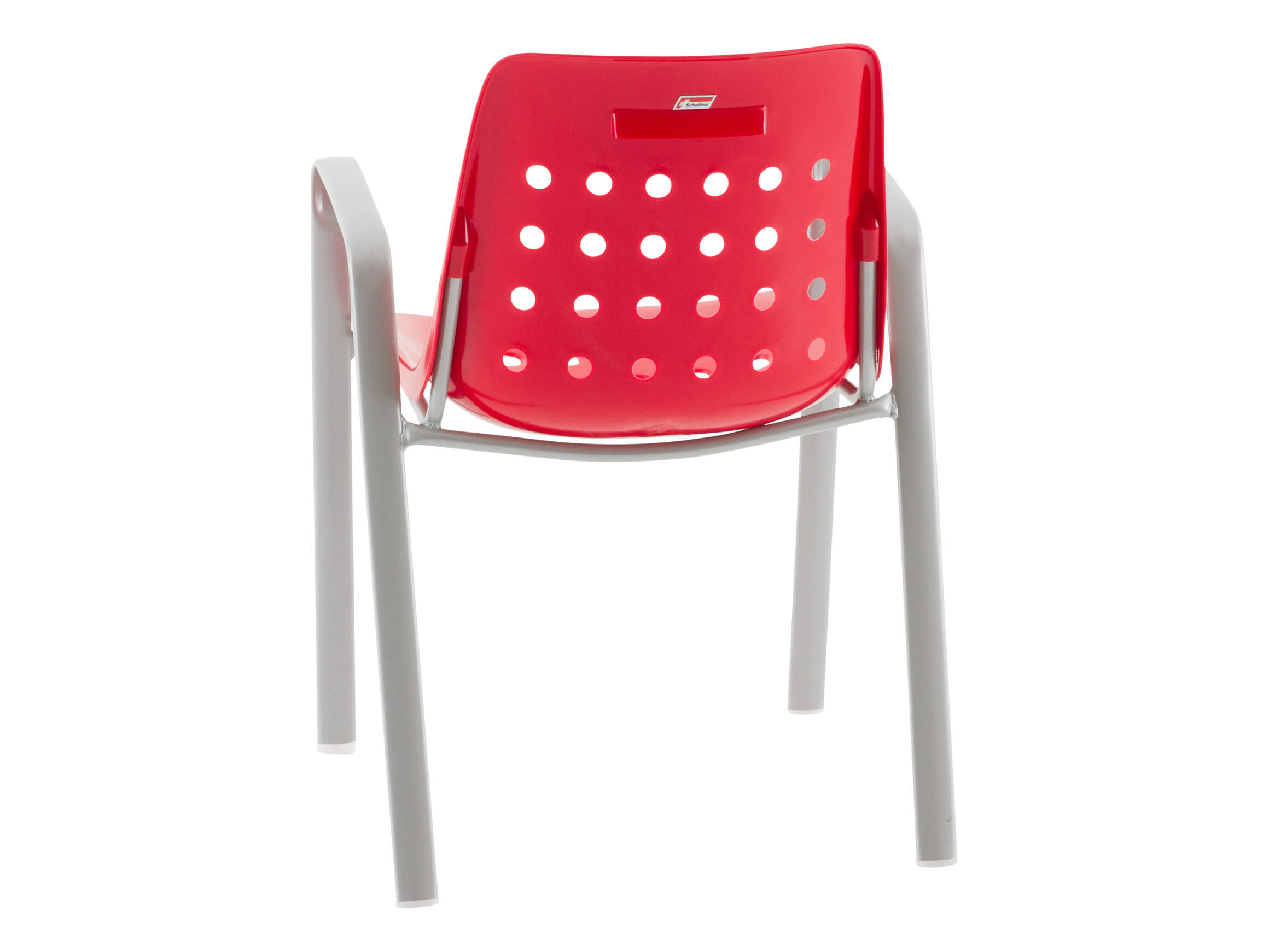 Schalen-Stuhl Bermuda mit Armlehne Rundoval von Schaffner / Farbe: Rot / Grösse: 54 x 43 cm