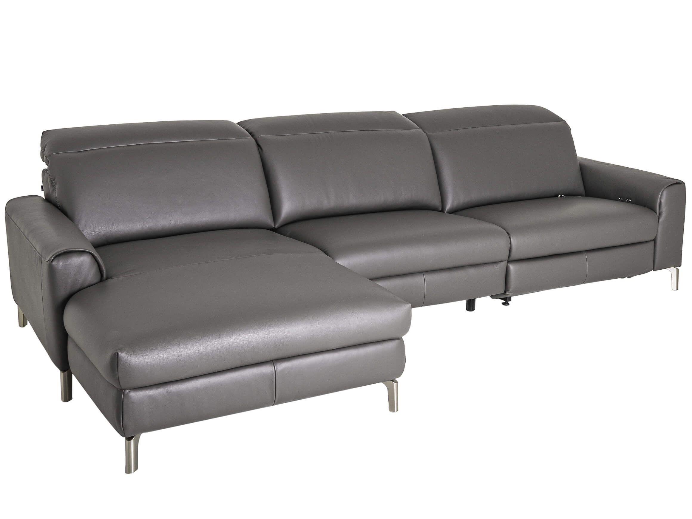 Ecksofa Valeria Rom / Farbe: Carbon / Bezugsmaterial: Leder