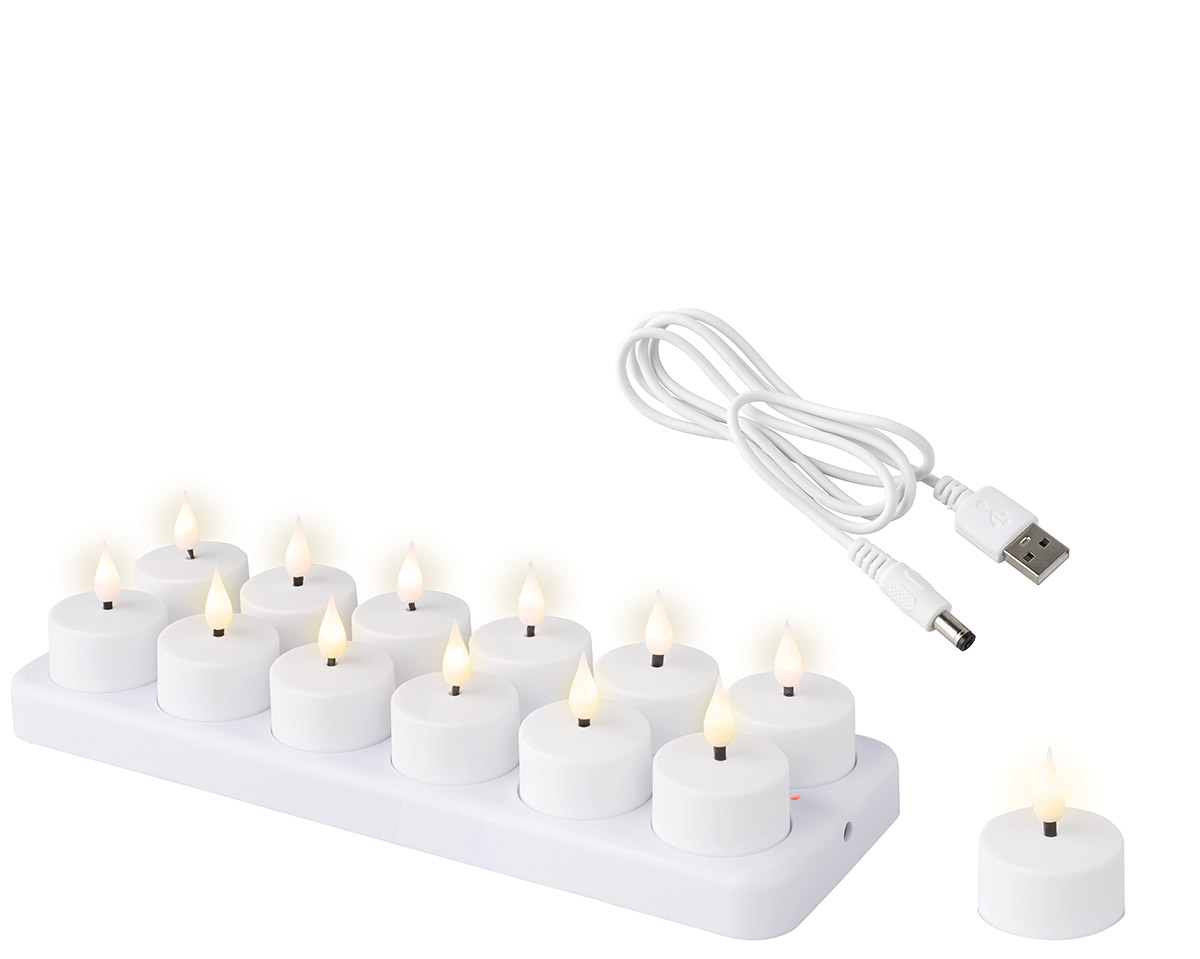Kerzen 12tlg, Set, Teelichter Led, Wiederaufladbar H: 5 c Gilde