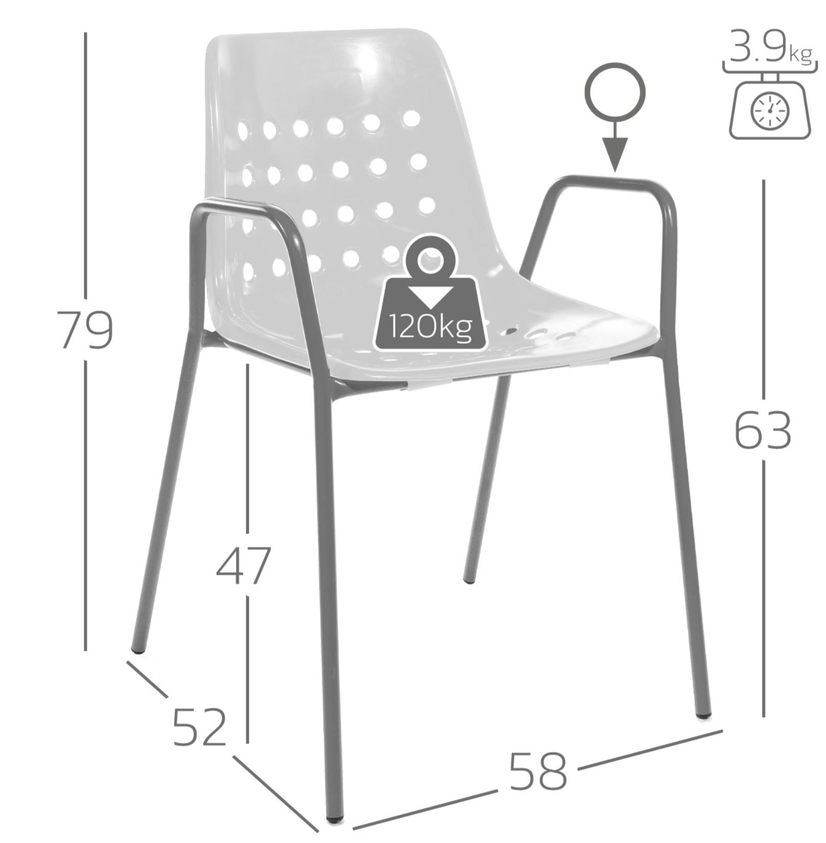 Gartenstuhl Bermuda mit Armlehne Rundrohr Schaffner / Farbe: Türkis