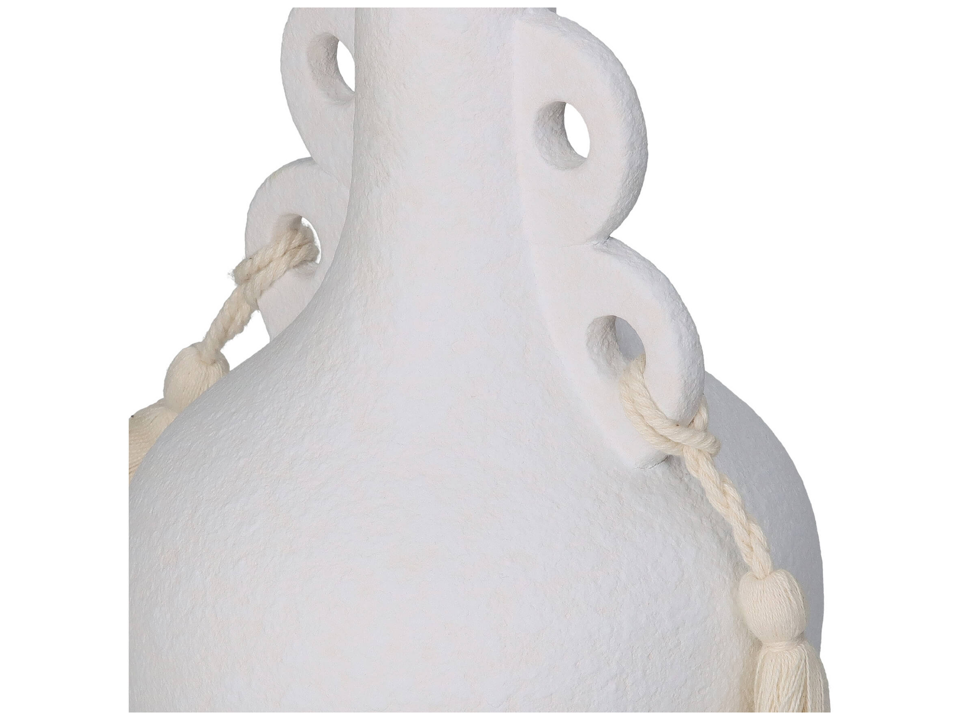 Vase Weiss mit Quasten H: 24 cm Kersten Vase Weiss mit Quasten H: 24 cm Kersten