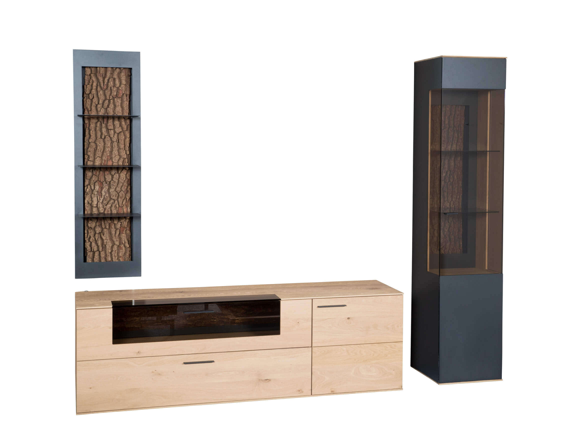 Wohnkombination Ramin, Kerneiche, Anthrazit b 192 cm t 44 cm h 77 cm