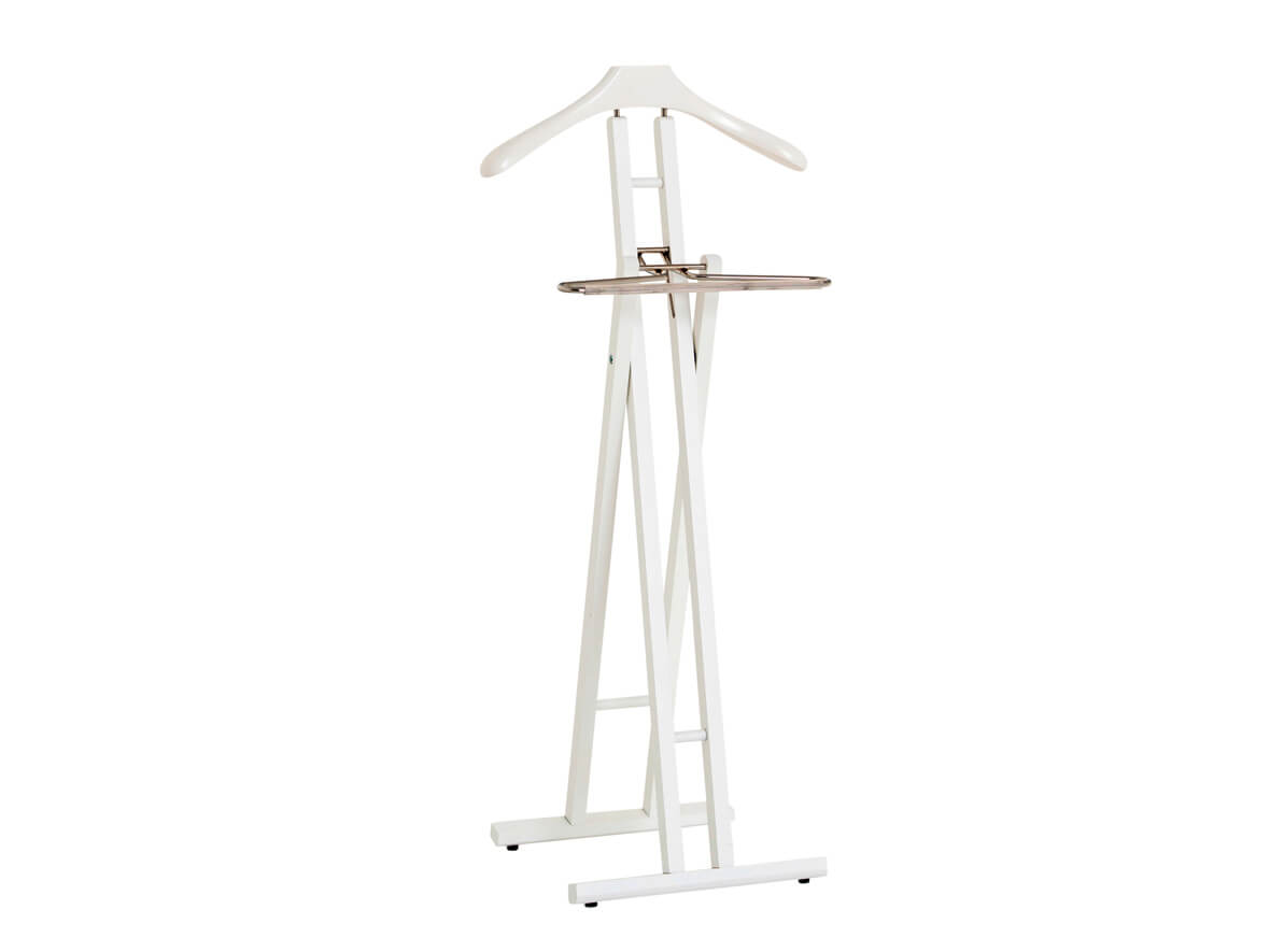 Herrendiener Livorno, Holz Weiss, Metall Verchromt, b