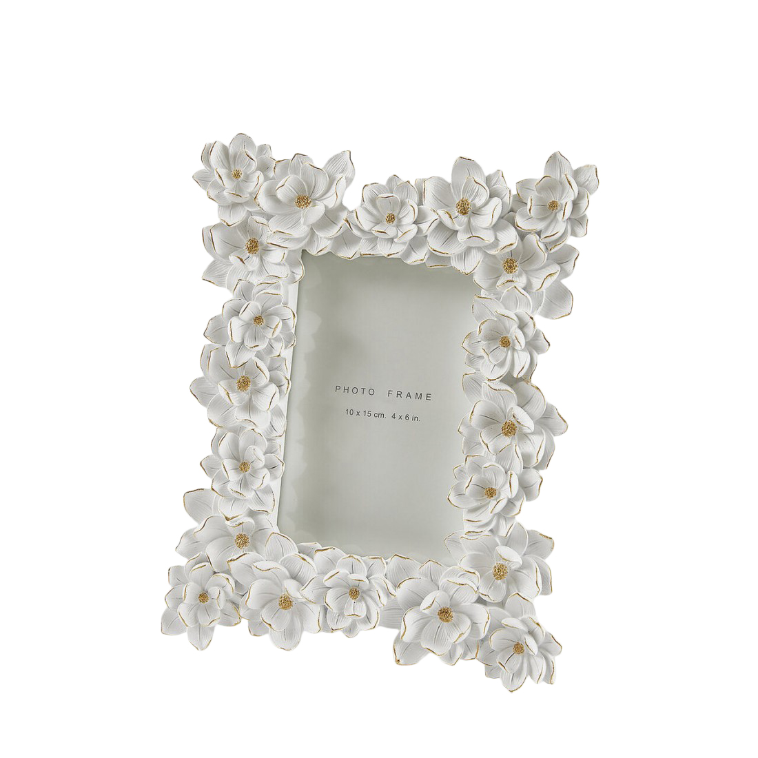 Fotorahmen Blumengirlanden Weiss Gold H: 25 cm Edg